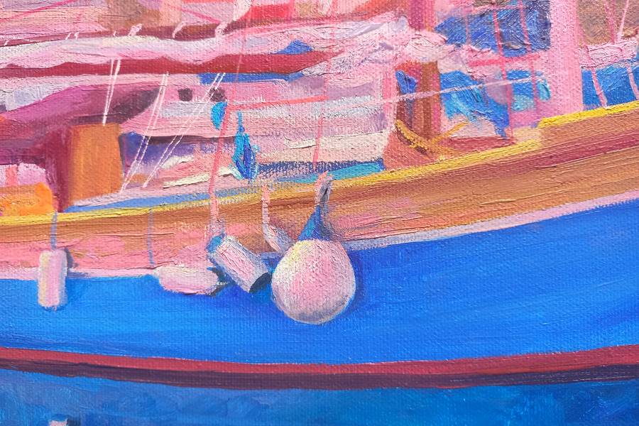 Evening in Krk. The Gold of the Bay Fine Art Painting Lana Korolievskaia - Subjektiv.art