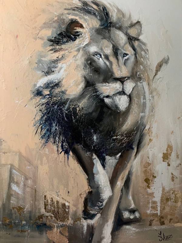Lion Impressionistic Painting Iryna Mytkovska - Subjektiv.art