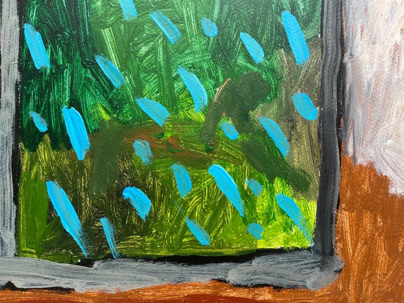 It's raining today Naive Painting Sara Gonçalves - Subjektiv.art