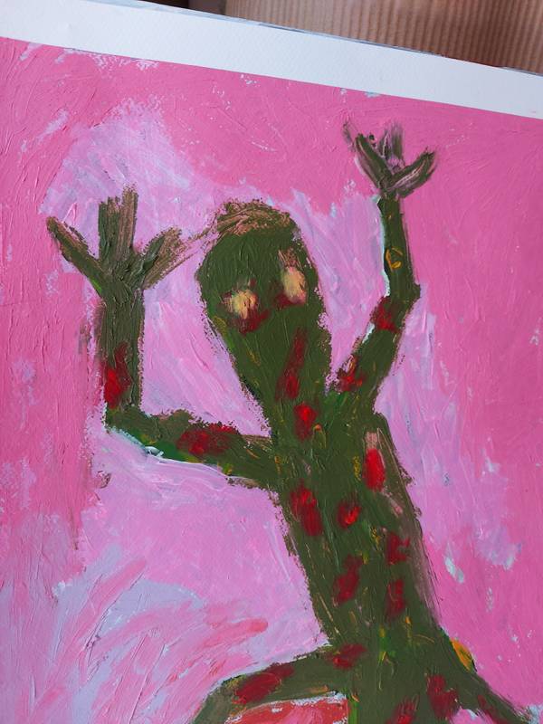 Beach Lizard Naive Painting Sara Gonçalves - Subjektiv.art