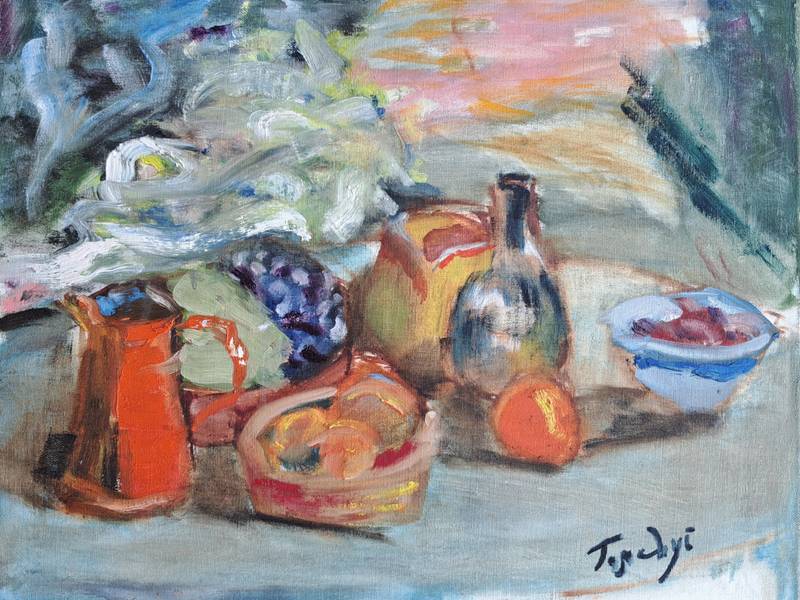 Still life with a blue tablecloth  - Subjektiv.art