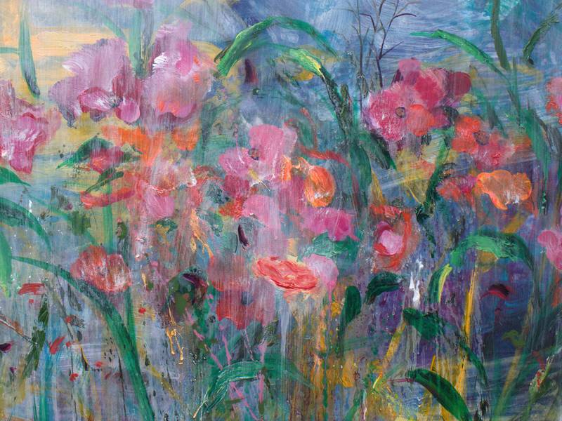 Derrière ta fenêtre, une pluie d'argent, trois belles sauvaient leur robes pleines de grâce et d'amour. Expressive and gestural Painting francois page - Subjektiv.art