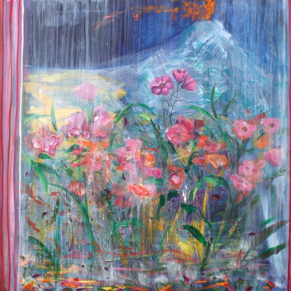 Derrière ta fenêtre, une pluie d'argent, trois belles sauvaient leur robes pleines de grâce et d'amour. Expressive and gestural Painting francois page - Subjektiv.art