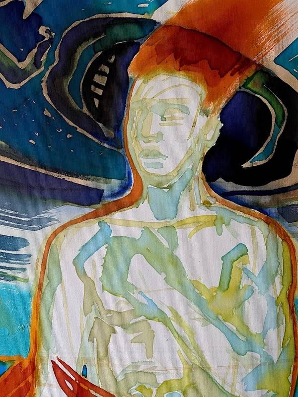 The one who hides behind the cherubim Fine Art Drawing Myroslava Perevalska - Subjektiv.art