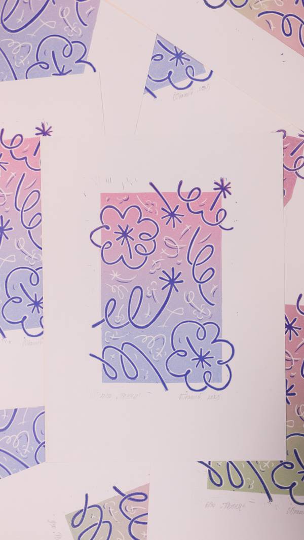 First Spring in a New Place Abstract Engraving Olha Hnativ - Subjektiv.art