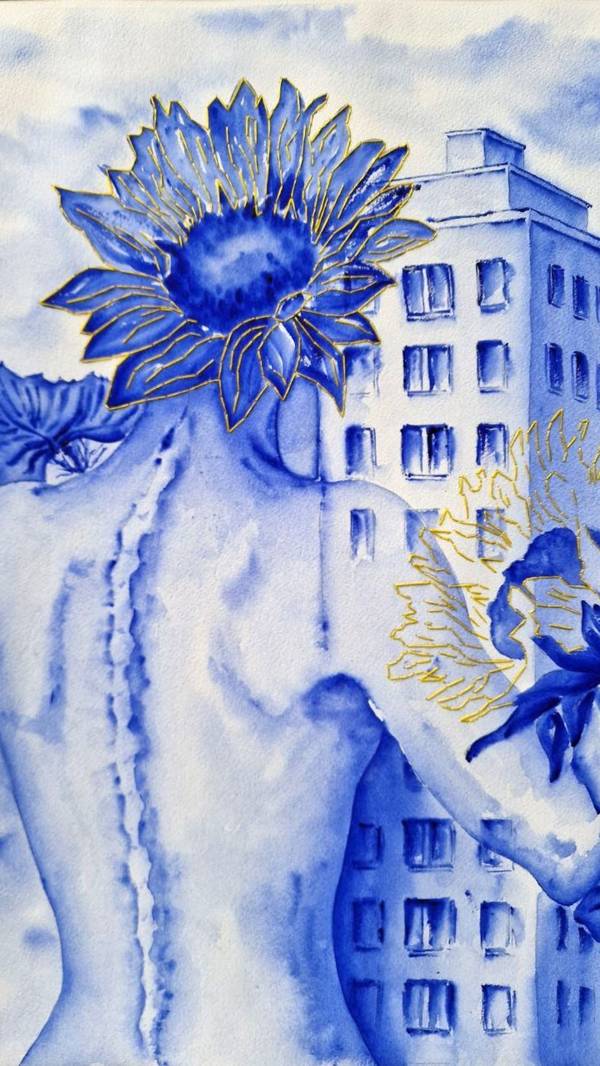 Where I am, there it blooms Expressive and gestural Painting Olena Yemelianova - Subjektiv.art