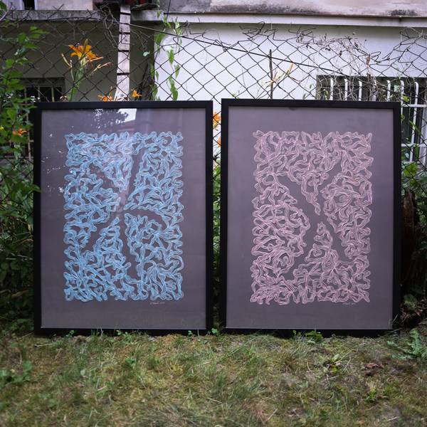 Pink Abstract Mixed media Olha Hnativ - Subjektiv.art