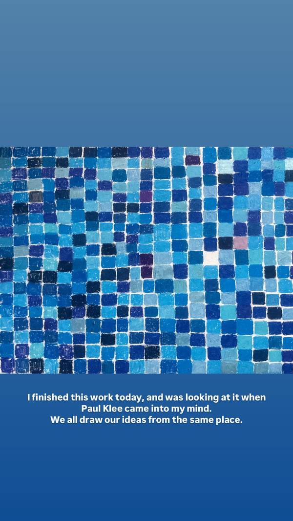 Blue tiles Abstract Drawing Daryna Shevchenko - Subjektiv.art