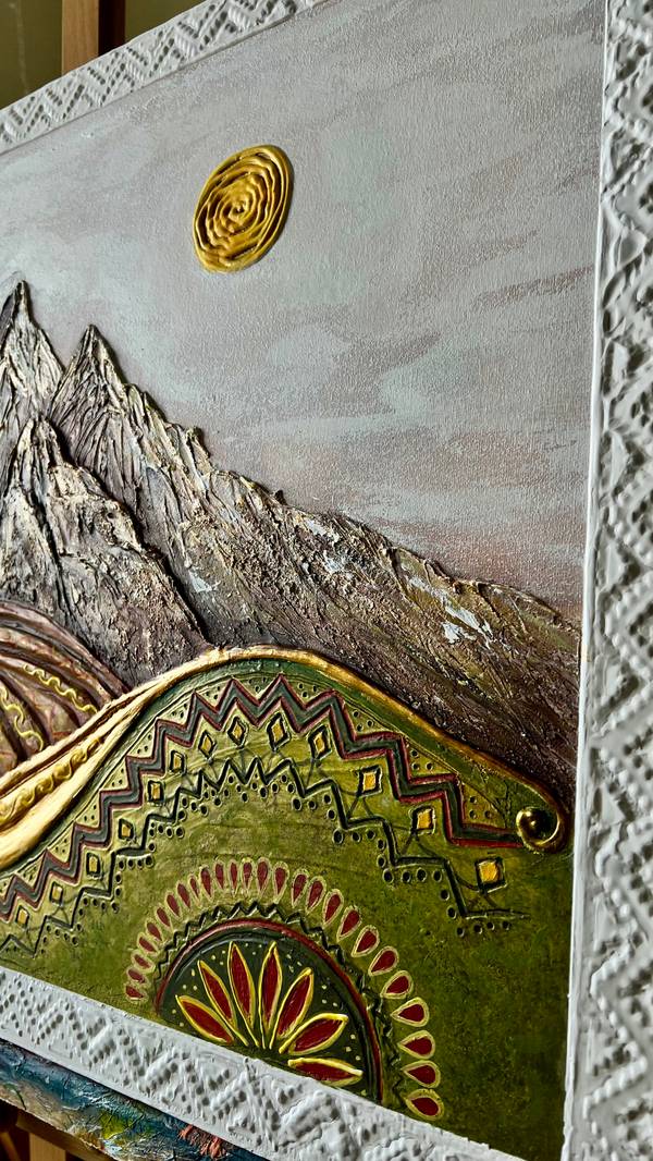 Harmony of the mountains: the language of symbols Fine Art Painting Yuliia Kiselova - Subjektiv.art