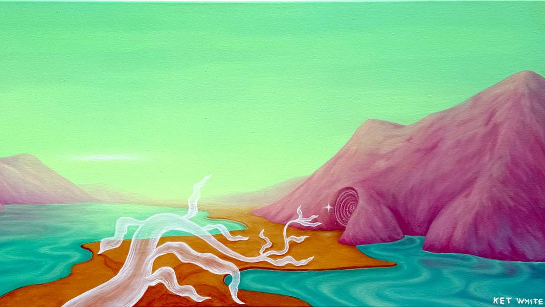 Lime skies Surrealistic Painting Ket White - Subjektiv.art