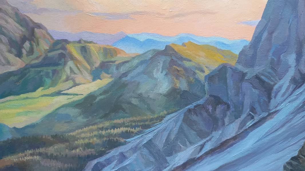 Morning over Seceda Fine Art Painting Lana Korolievskaia - Subjektiv.art