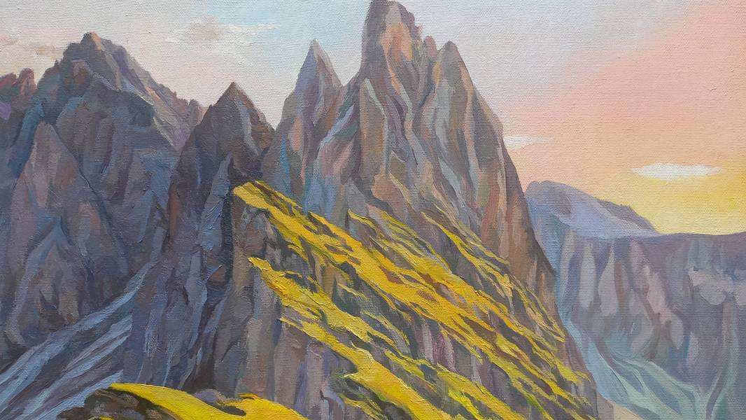 Morning over Seceda Fine Art Painting Lana Korolievskaia - Subjektiv.art