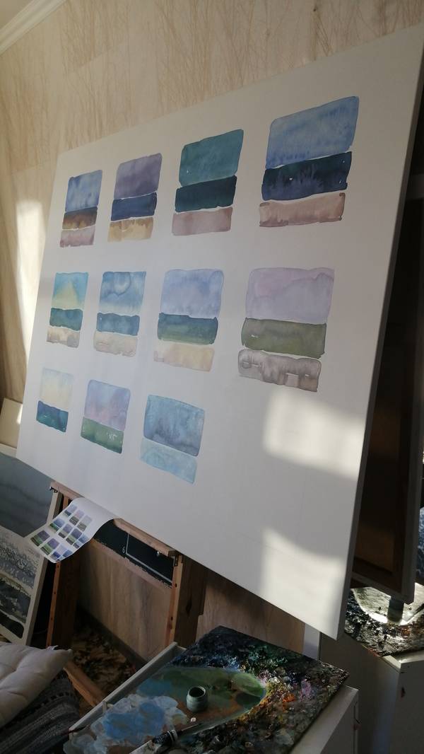 12 options of sea color Impressionistic Painting Elmira Shemsedinova - Subjektiv.art