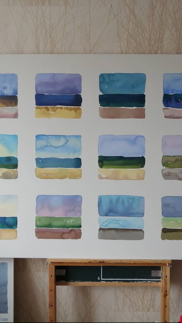 12 options of sea color Impressionistic Painting Elmira Shemsedinova - Subjektiv.art