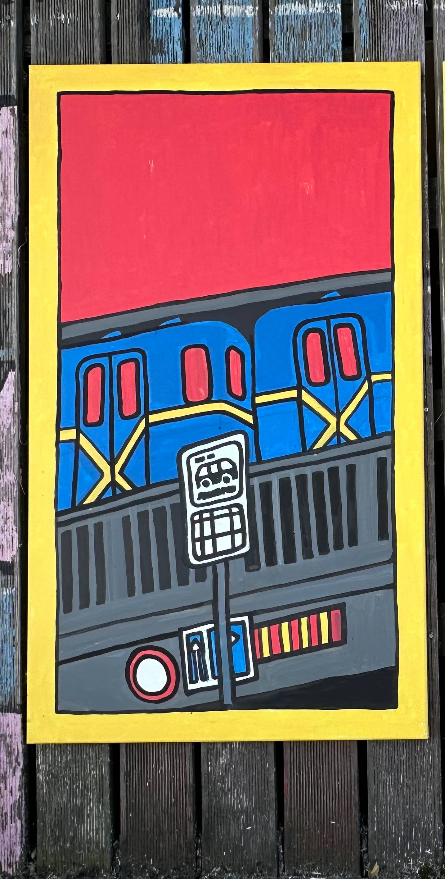 Livoberezhna Metro Station Pop art Painting Sestry Feldman - Subjektiv.art