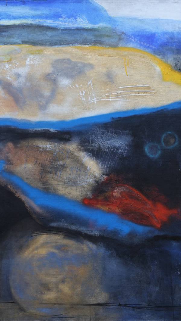 Gold, Black and Blue Abstract Painting Artem Andreichuk - Subjektiv.art