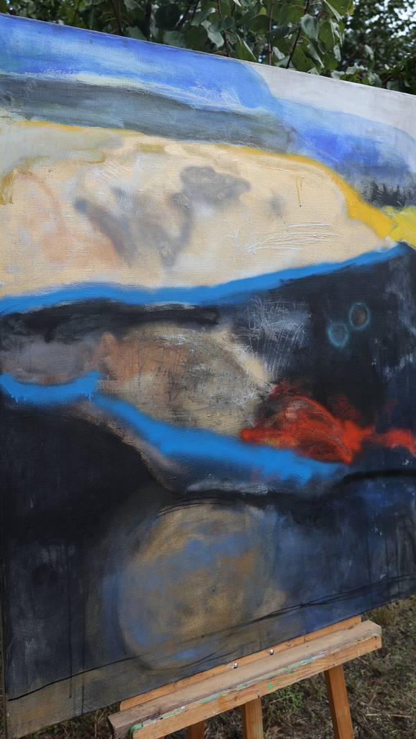 Gold, Black and Blue Abstract Painting Artem Andreichuk - Subjektiv.art