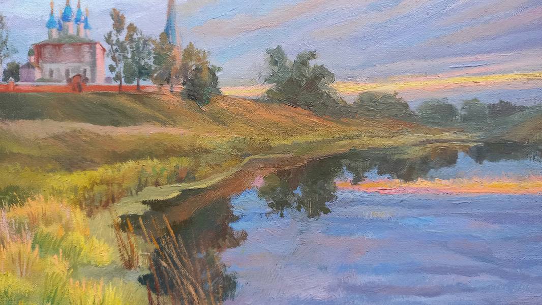 Evening on a Quiet River Fine Art Painting Lana Korolievskaia - Subjektiv.art