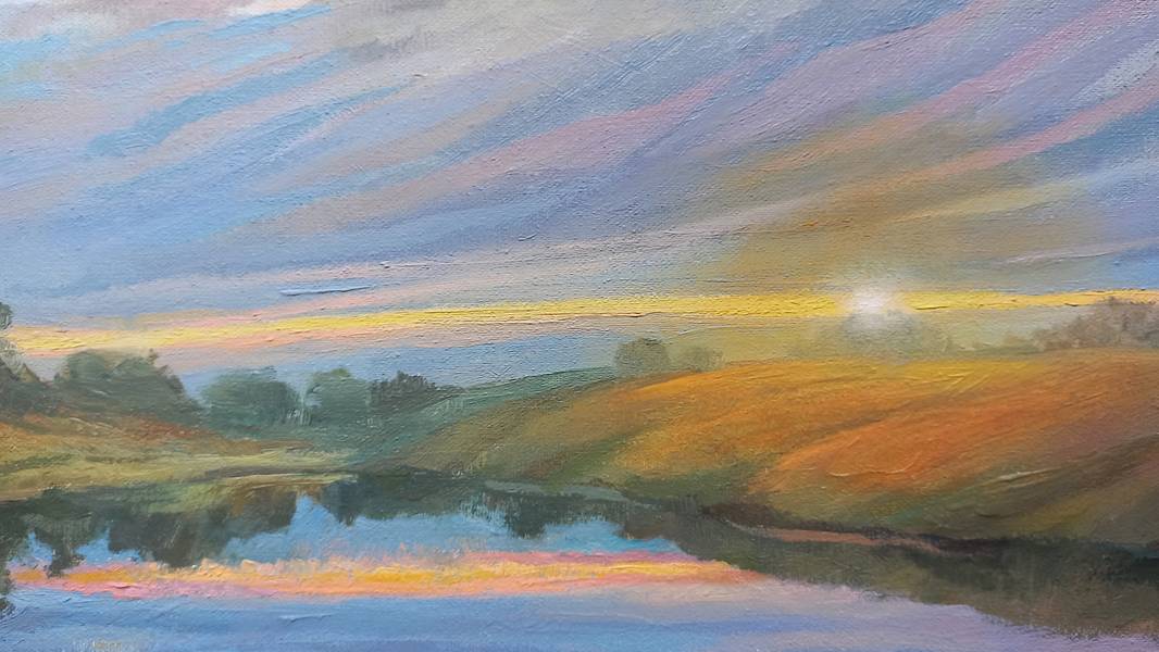 Evening on a Quiet River Fine Art Painting Lana Korolievskaia - Subjektiv.art