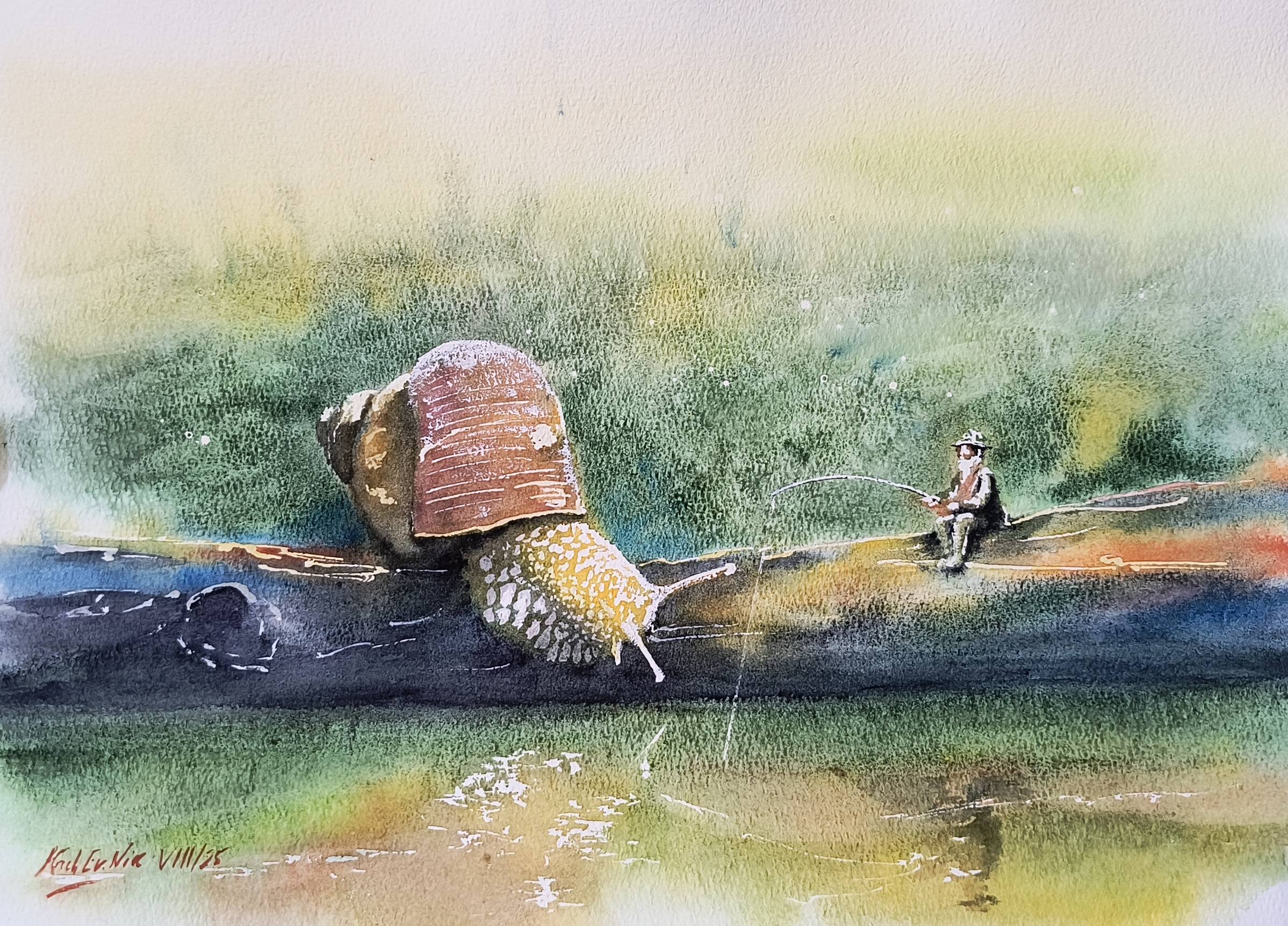 Fishermen Impressionistic Painting Eugene Kachan - Subjektiv.art