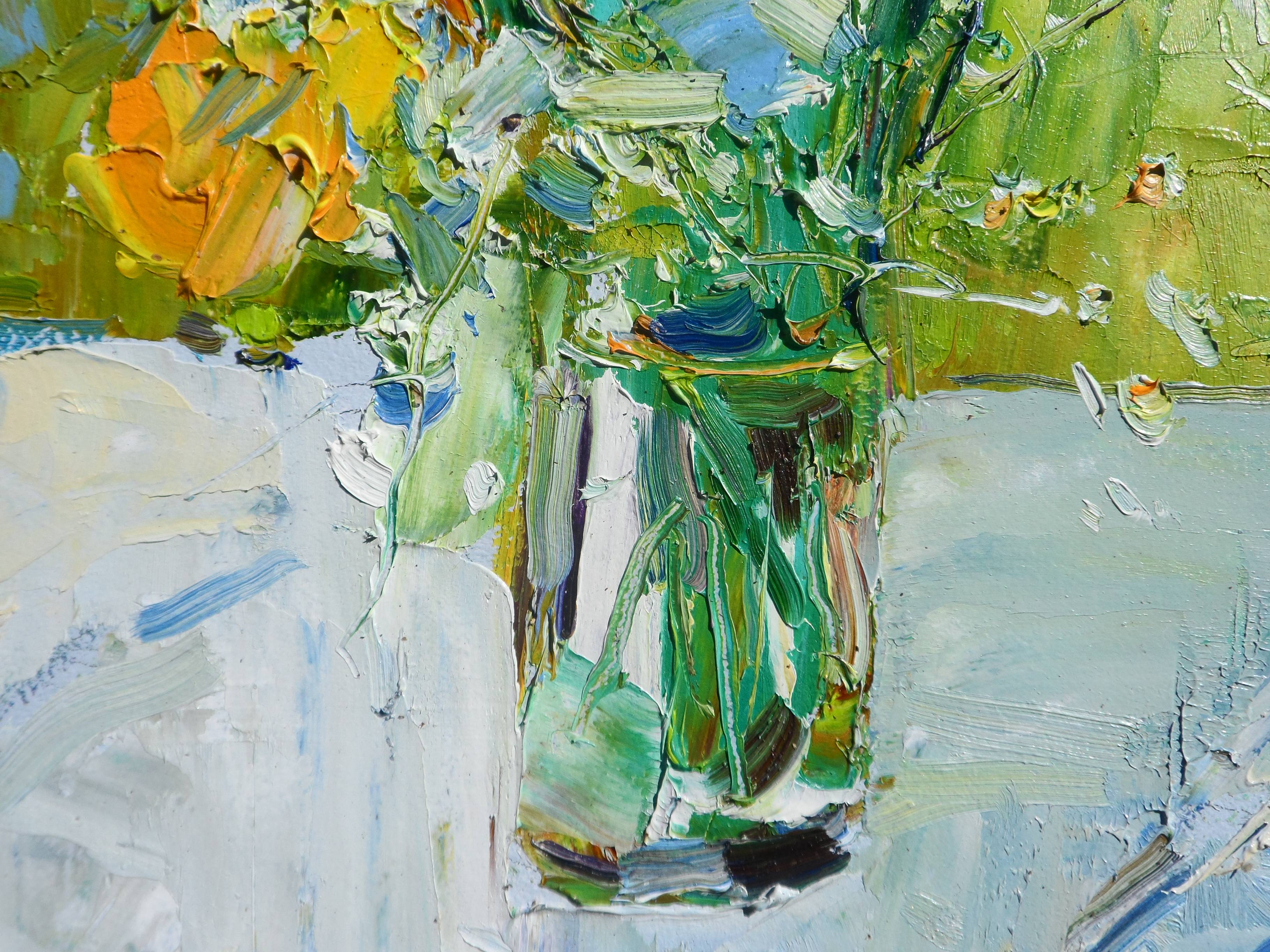 " summer flowers" Expressive and gestural Painting Yehor Dulin - Subjektiv.art