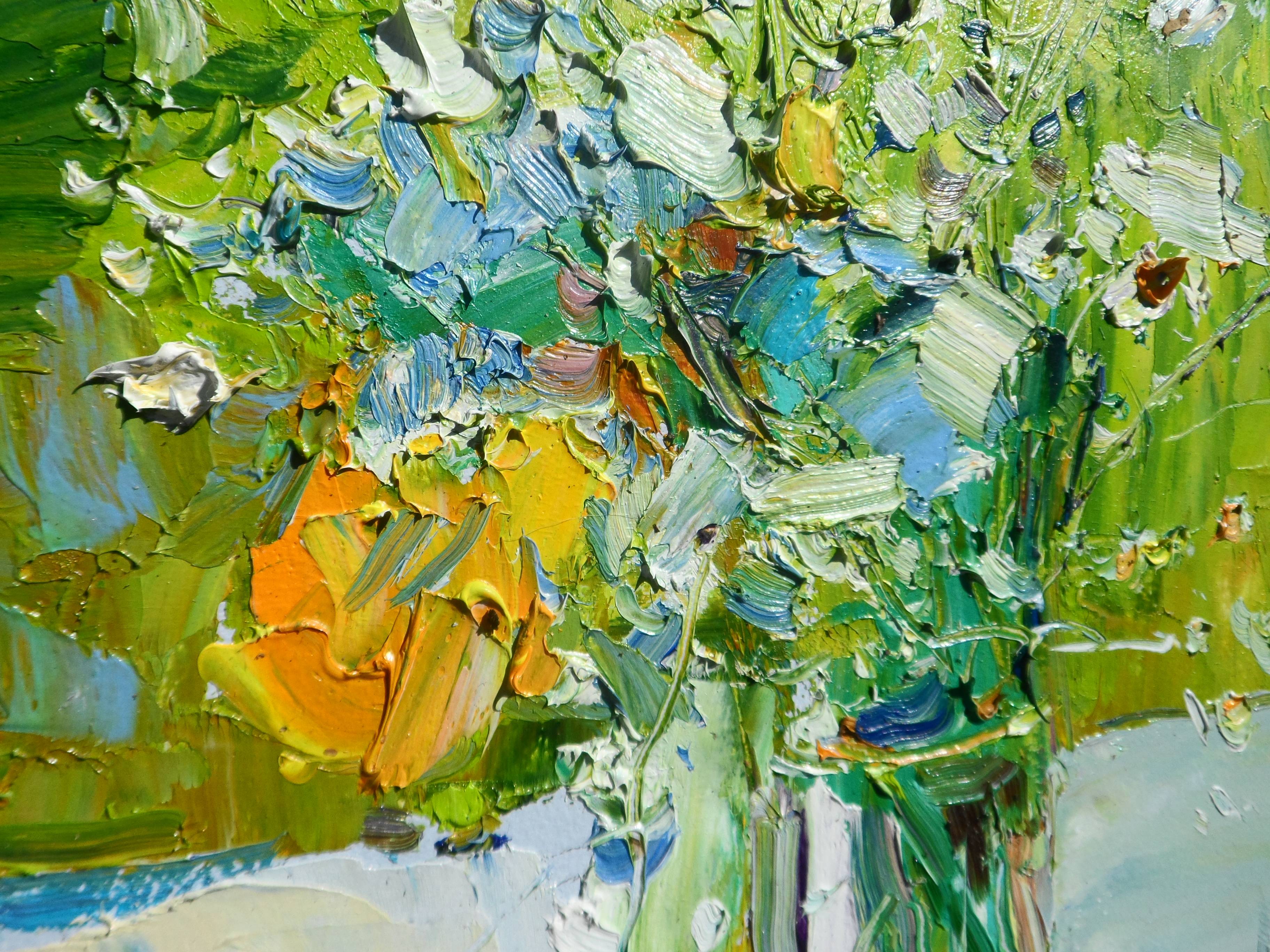 " summer flowers" Expressive and gestural Painting Yehor Dulin - Subjektiv.art