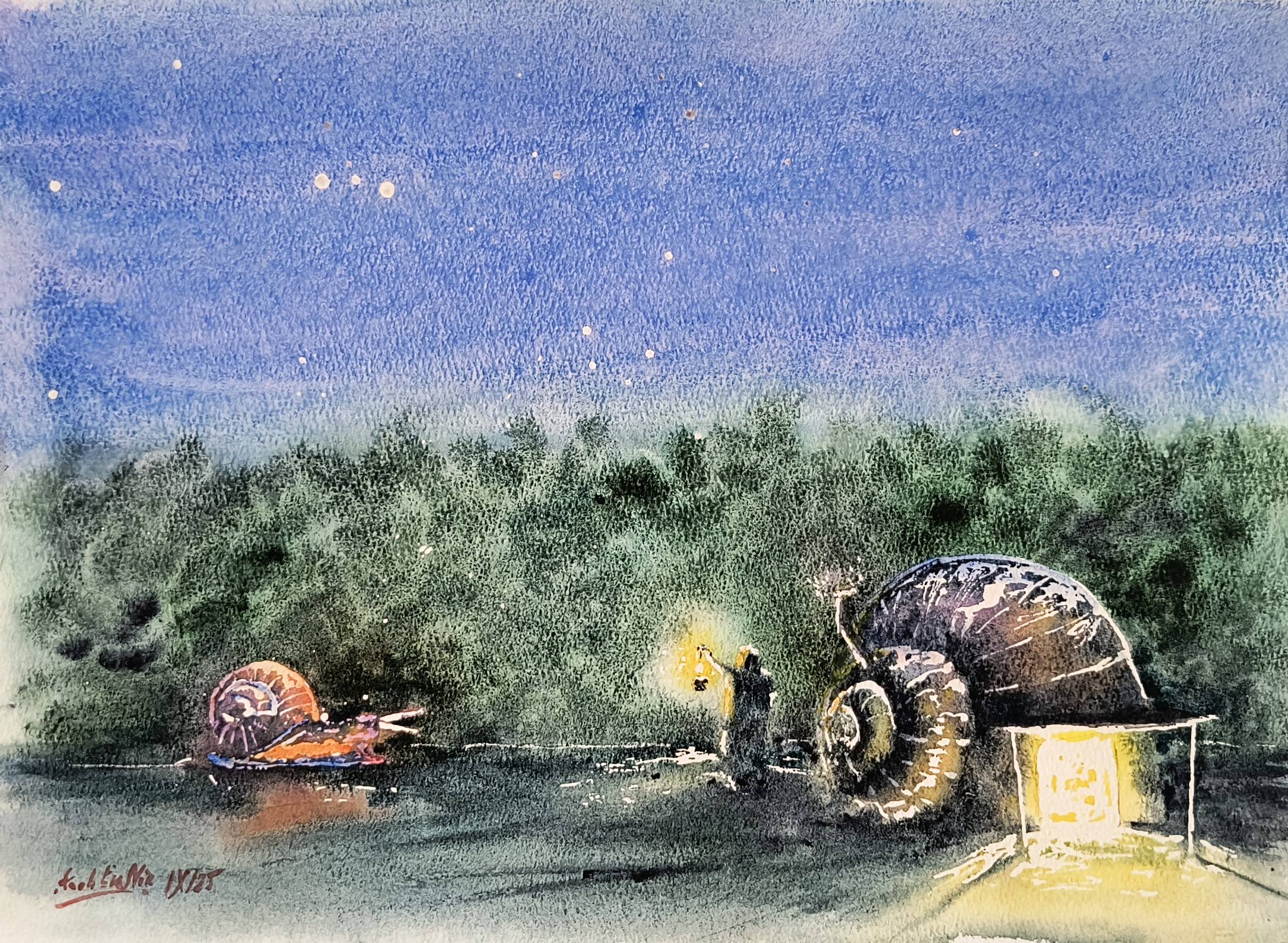 Night express Impressionistic Painting Eugene Kachan - Subjektiv.art