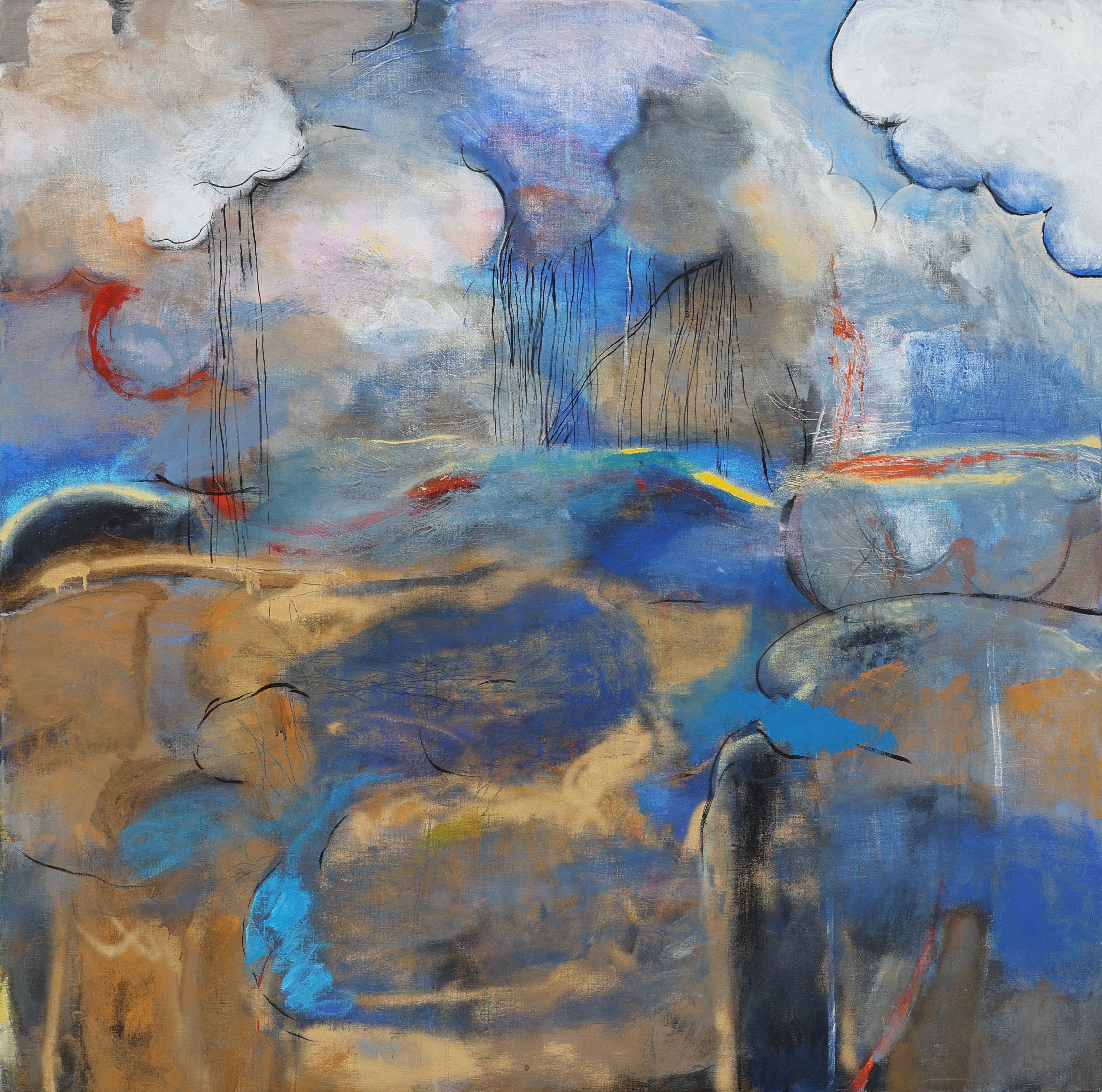 Landscape with Lake and Clouds  Expressive and gestural Painting Artem Andreichuk - Subjektiv.art