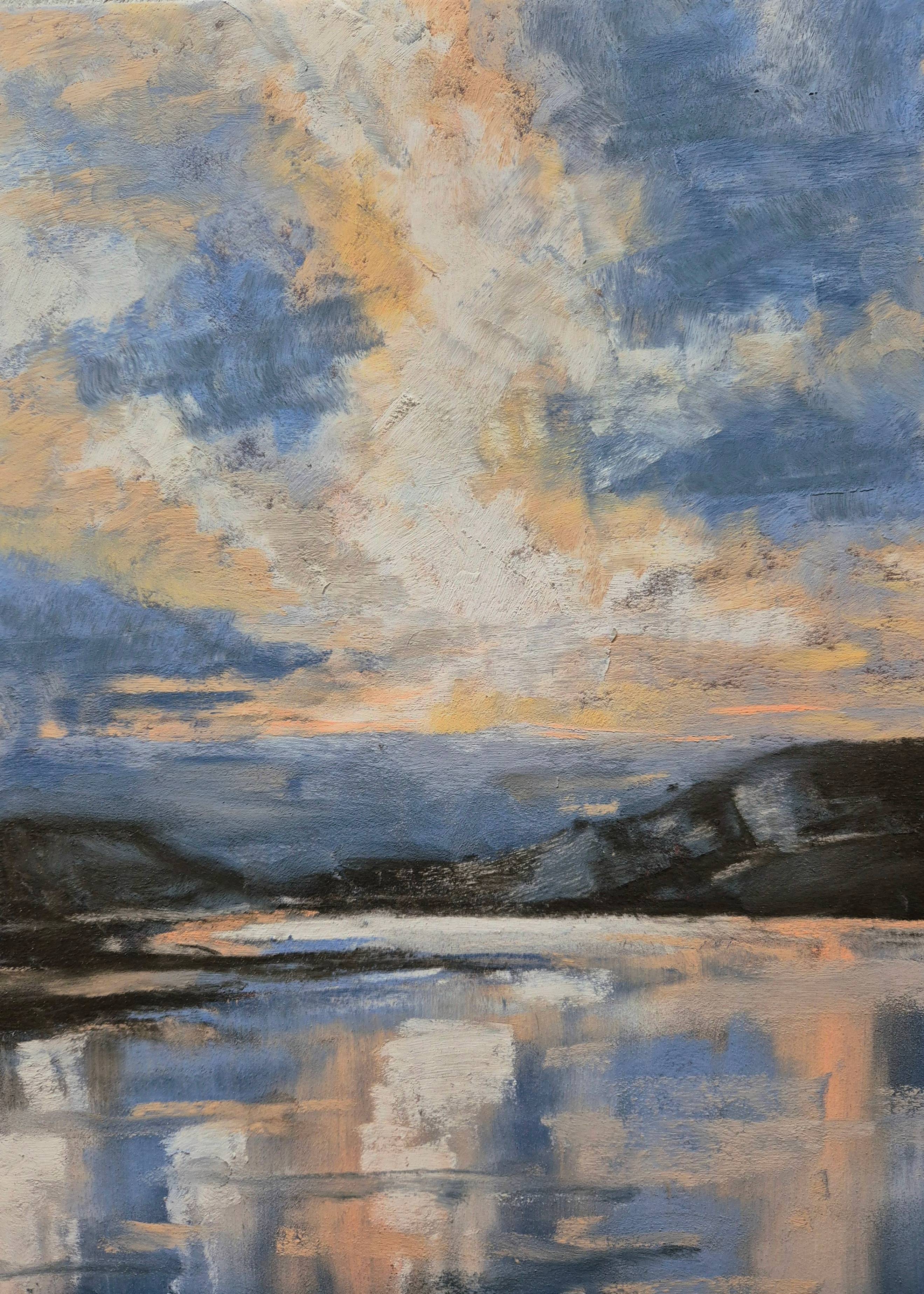 TWILIGHT SHORE. Seascape. Landscape. 22x28cm Drawing Impressionistic Drawing Victoria Stefchyshyna - Subjektiv.art