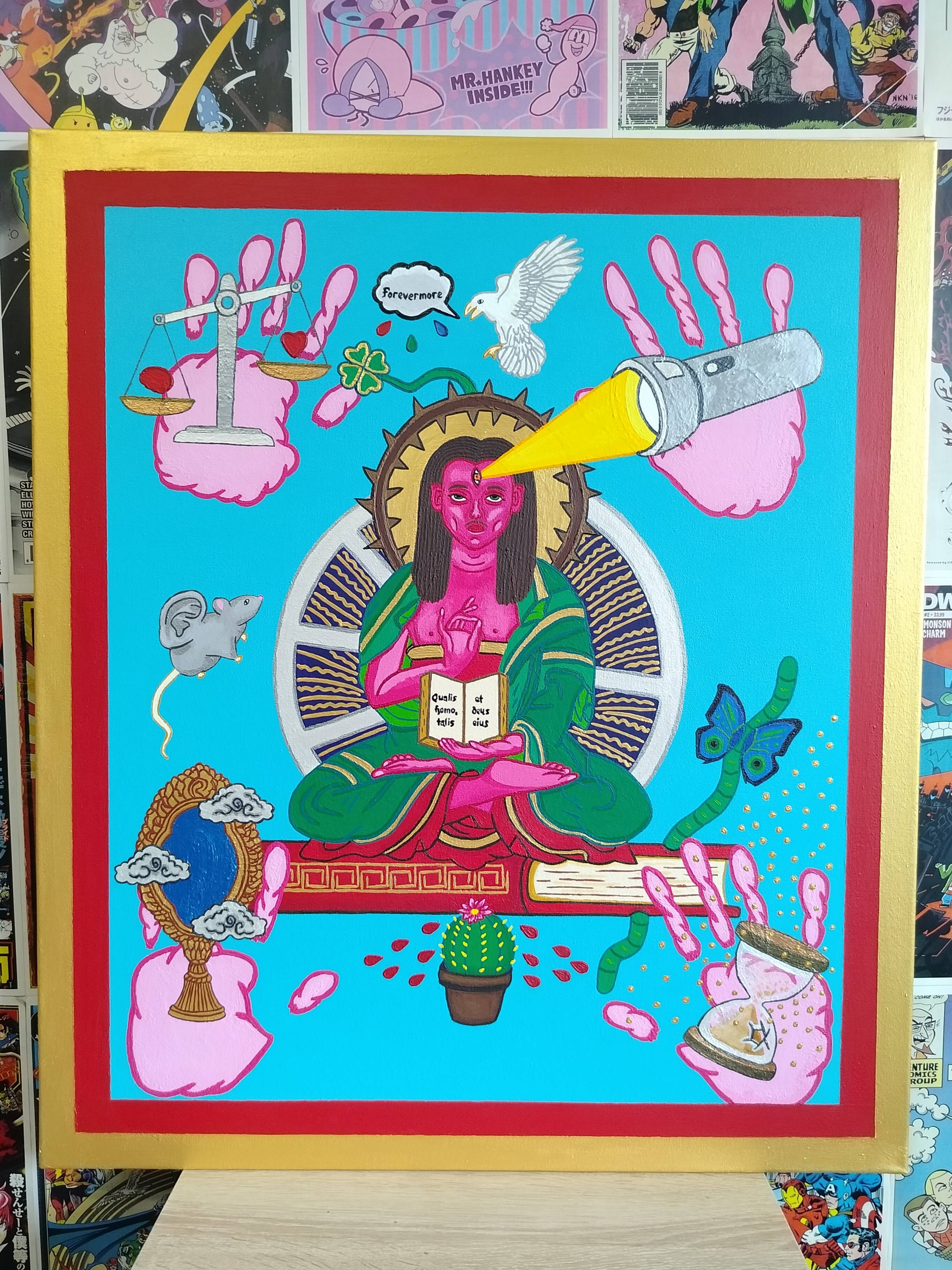 Self-portrait of the artist with a mustache Surrealistic Painting Anton Mykhalchuk - Subjektiv.art