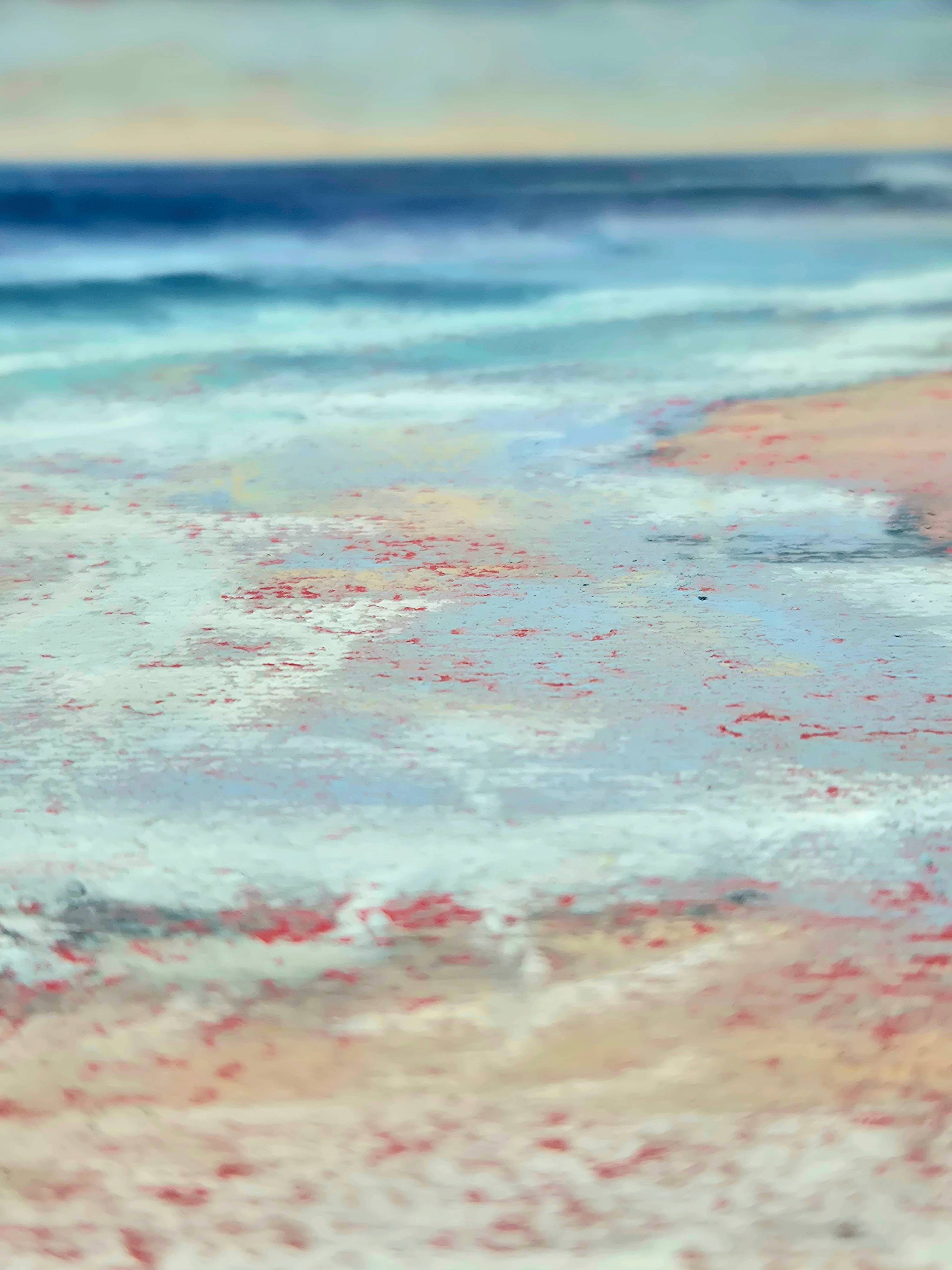 WAVES ON A WARM MORNING. Seascape contemporary painting. 28x36cm Impressionistic Drawing Victoria Stefchyshyna - Subjektiv.art