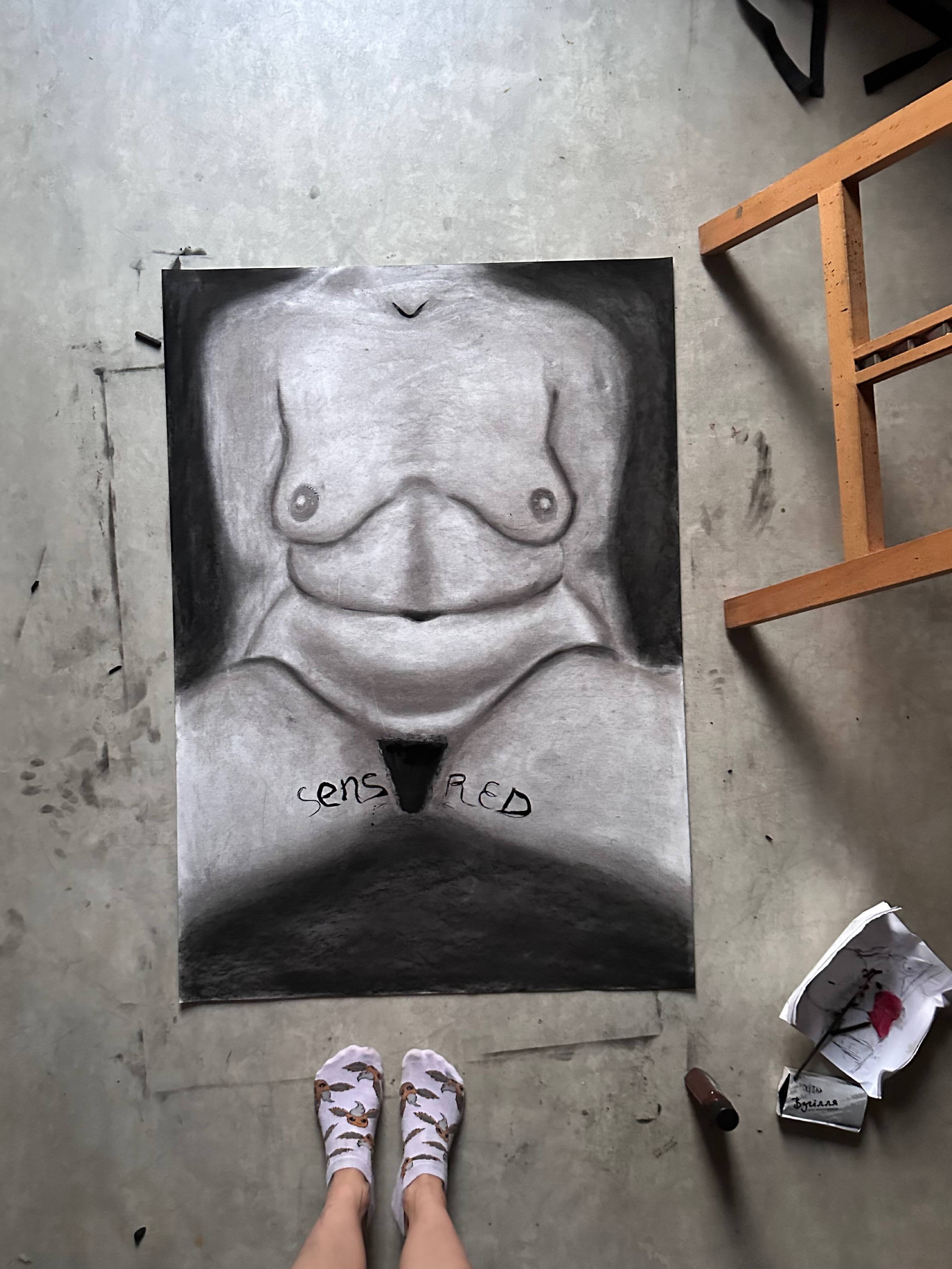 Sense Red/Censored Naive Drawing Daria Butriashkina - Subjektiv.art