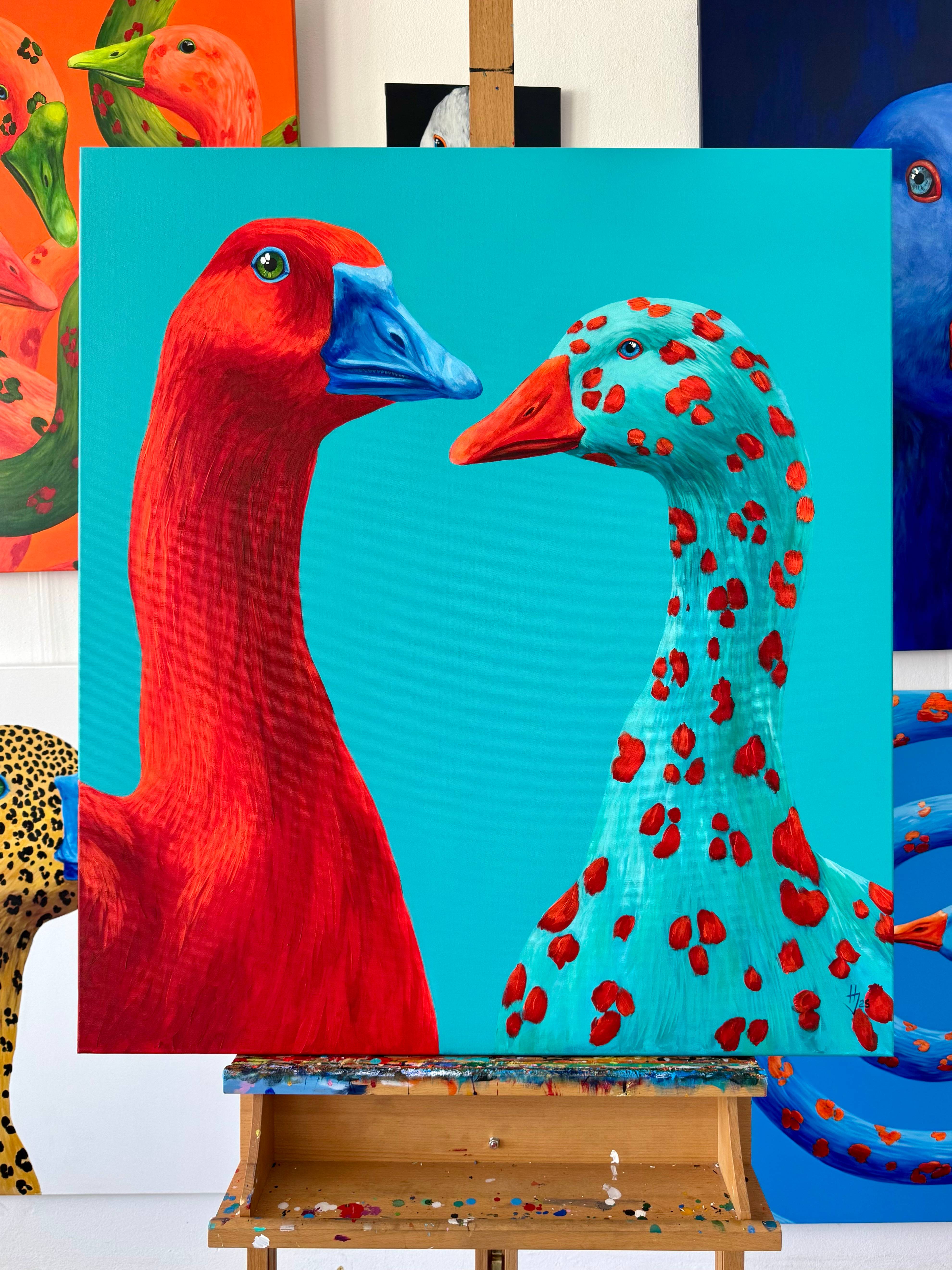 Geese Surrealistic Painting Ivanka Nechyporuk - Subjektiv.art