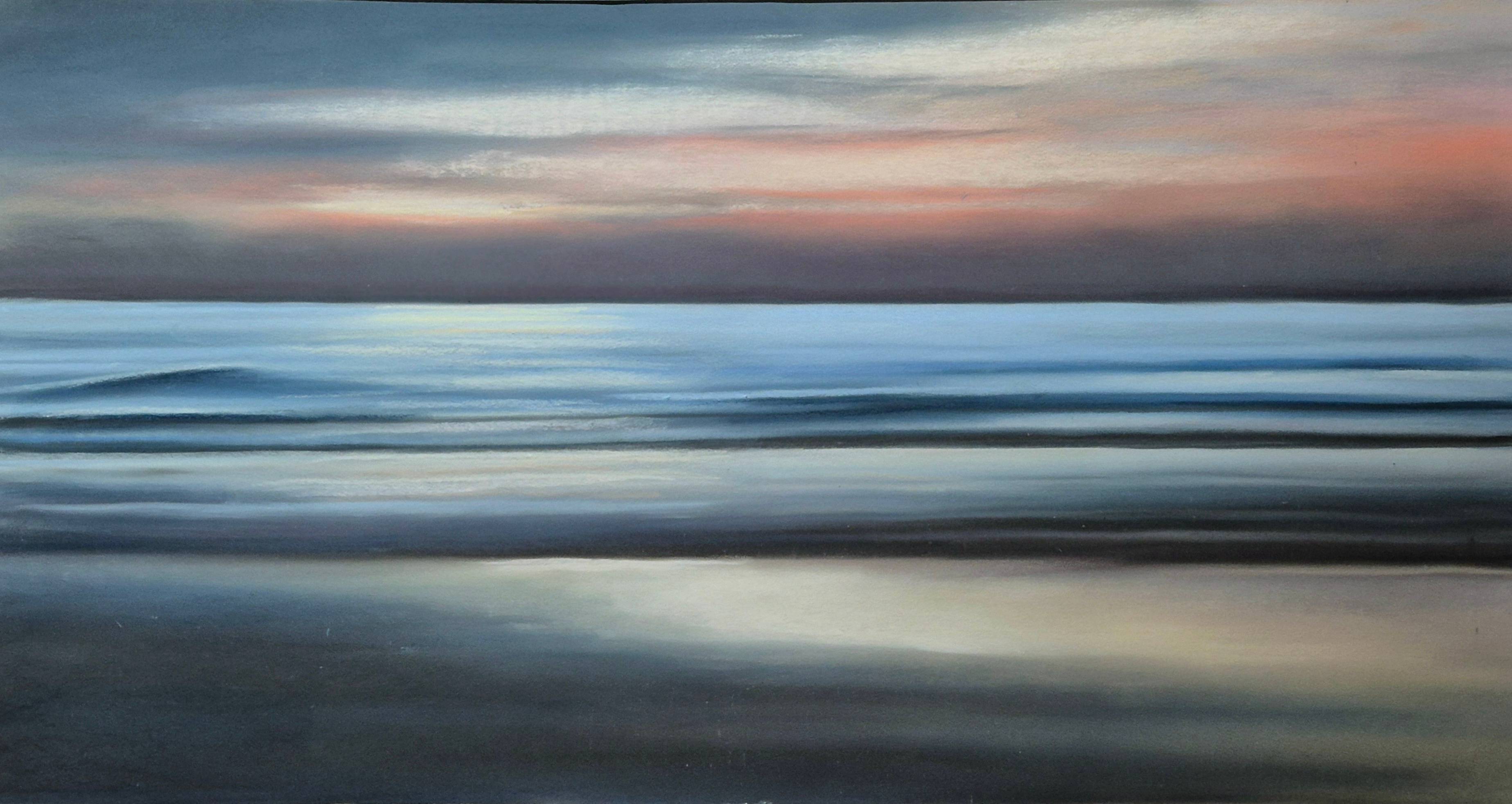 Twilight Reflection. Contemporary seascape. 32x62 cm Photorealistic Drawing Victoria Stefchyshyna - Subjektiv.art
