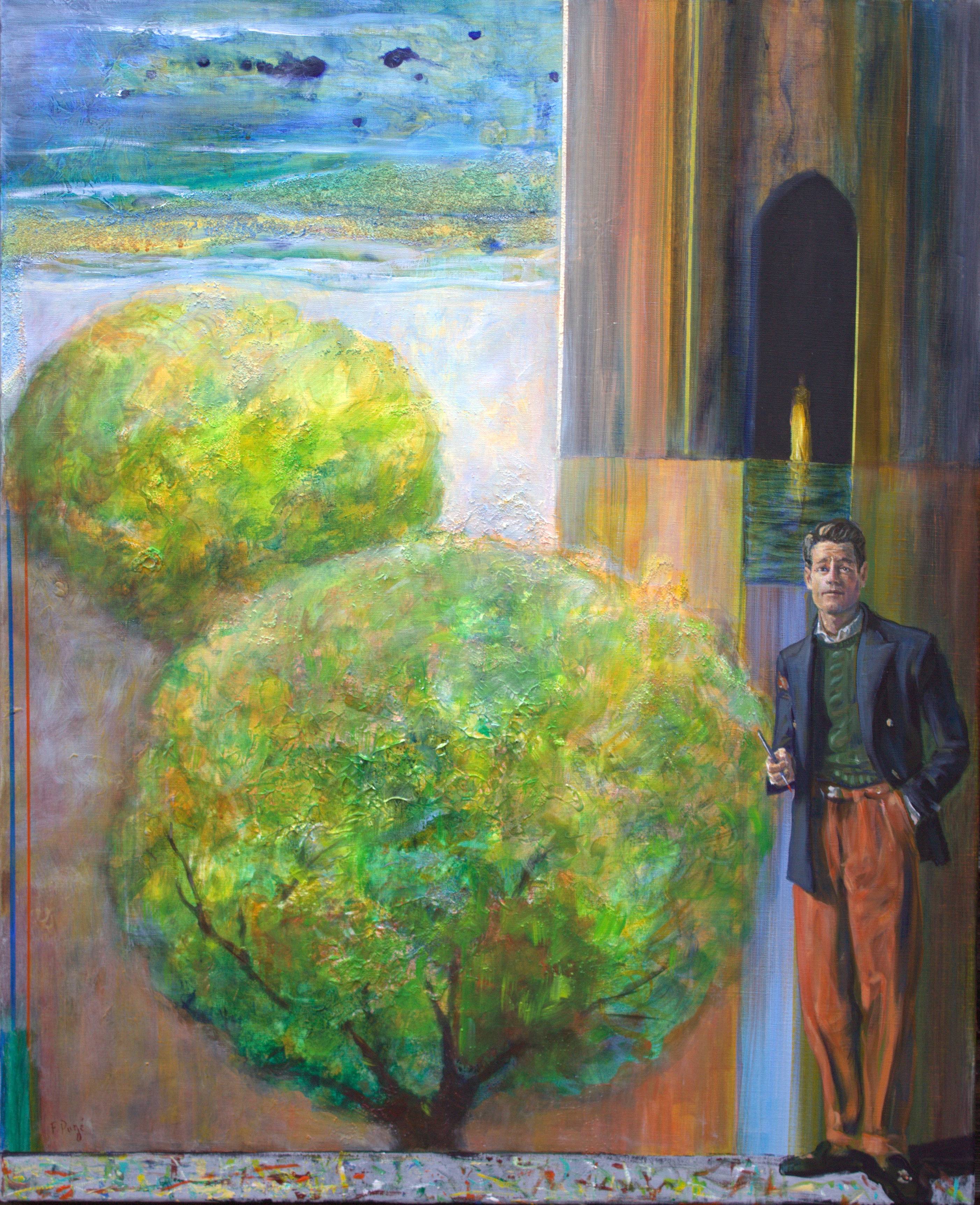 John posant devant son tableau: "Ariane attendant Thésée devant la porte du labyrinthe." - Subjektiv.art