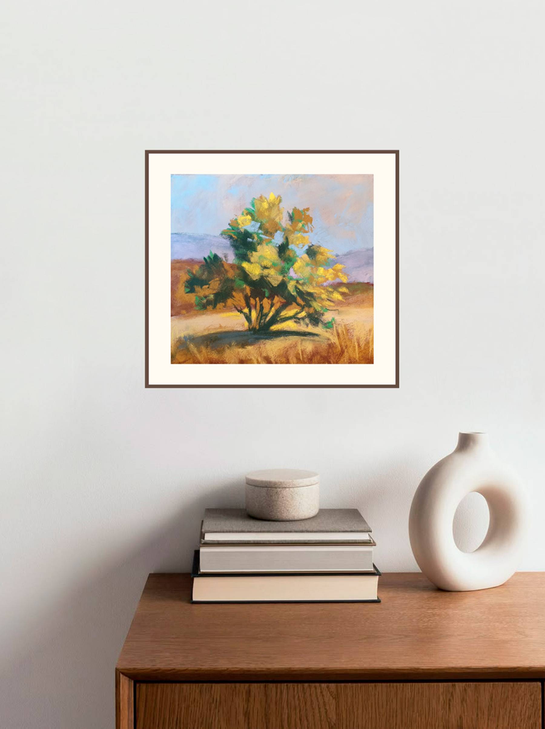 "Golden Serenity" Landscape painting. 23x27 cm Impressionistic Drawing Victoria Stefchyshyna - Subjektiv.art