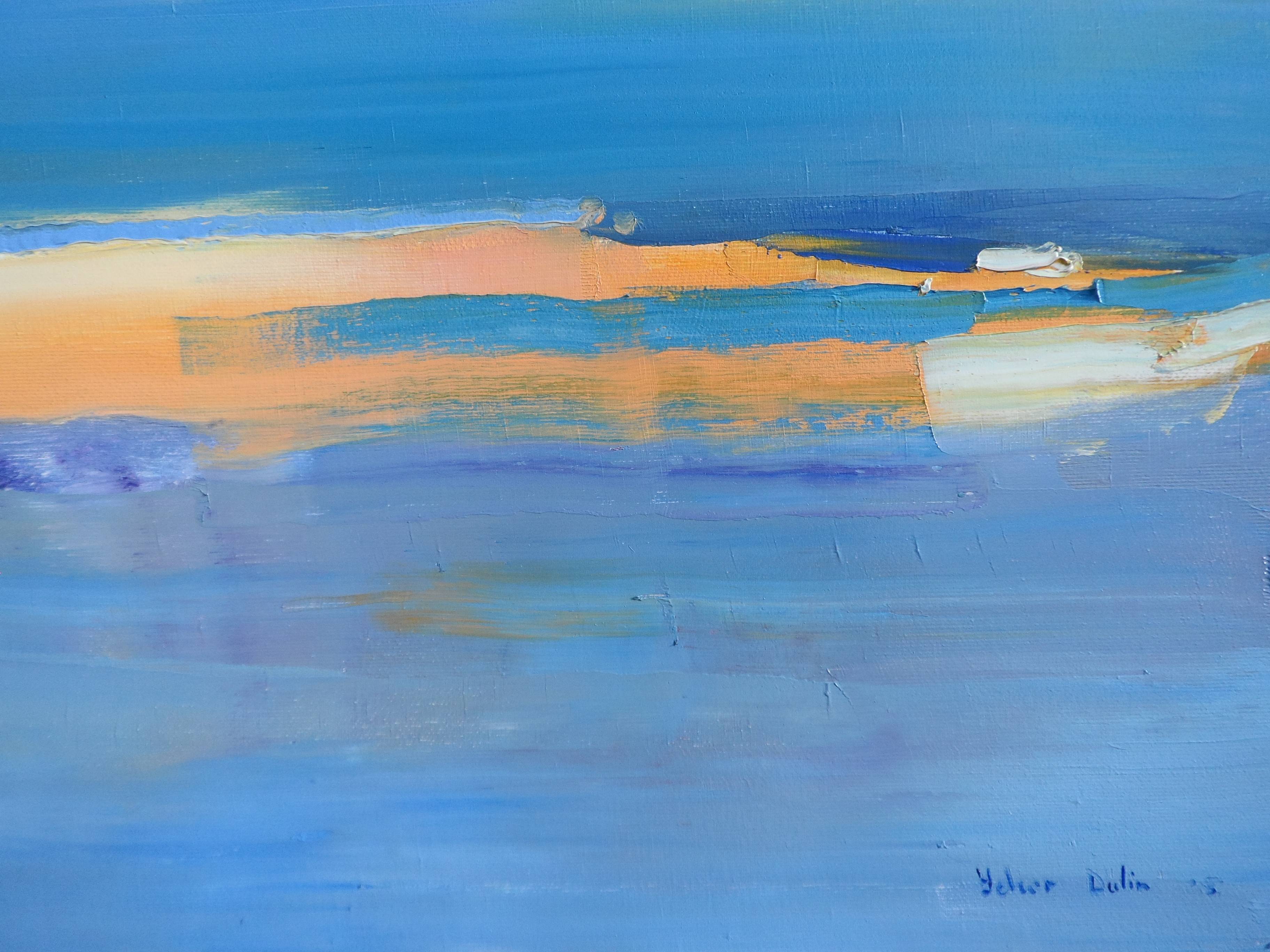 "Sunset of mountains and silence" Expressive and gestural Painting Yehor Dulin - Subjektiv.art