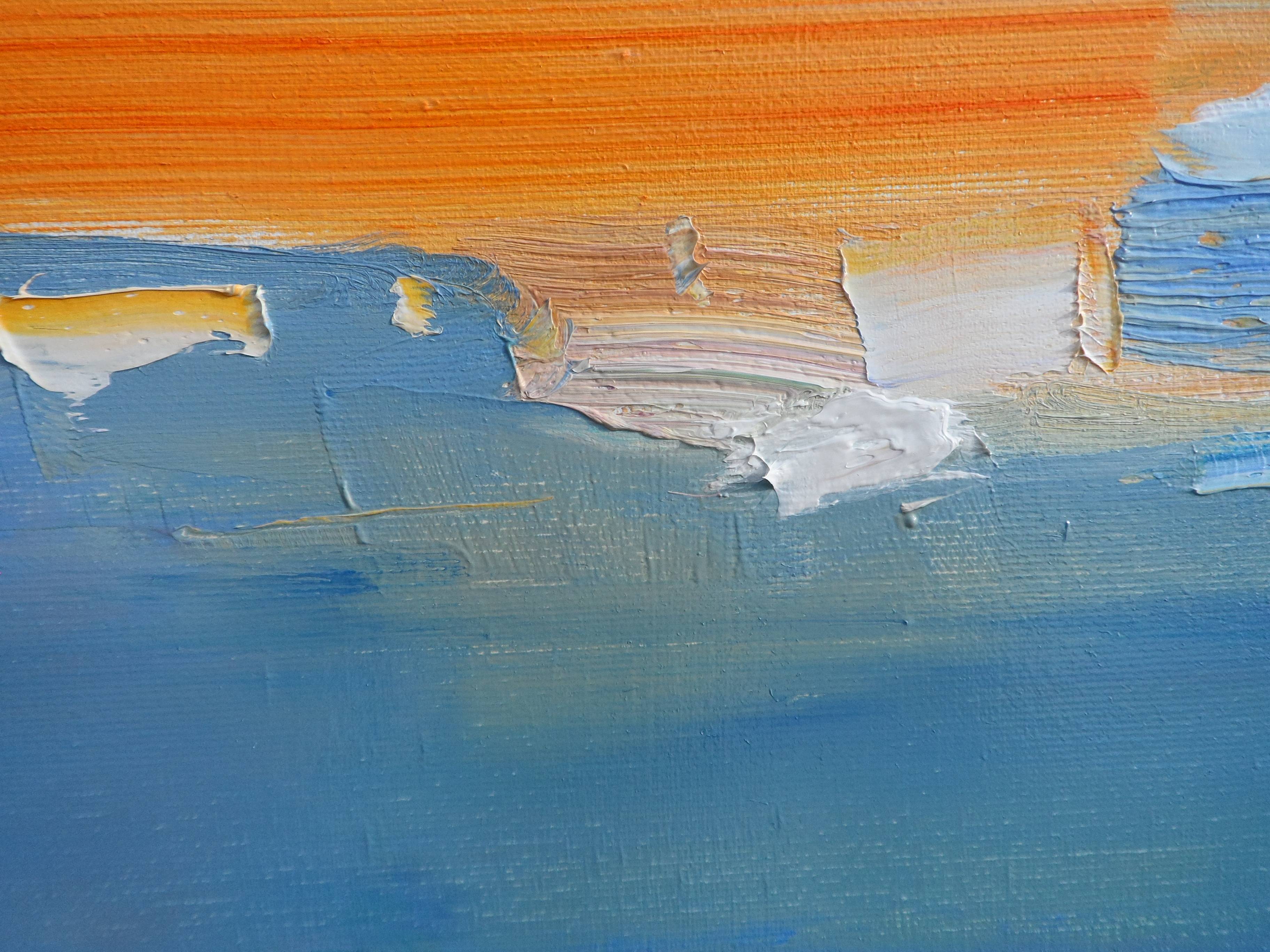 "Sunset of mountains and silence" Expressive and gestural Painting Yehor Dulin - Subjektiv.art
