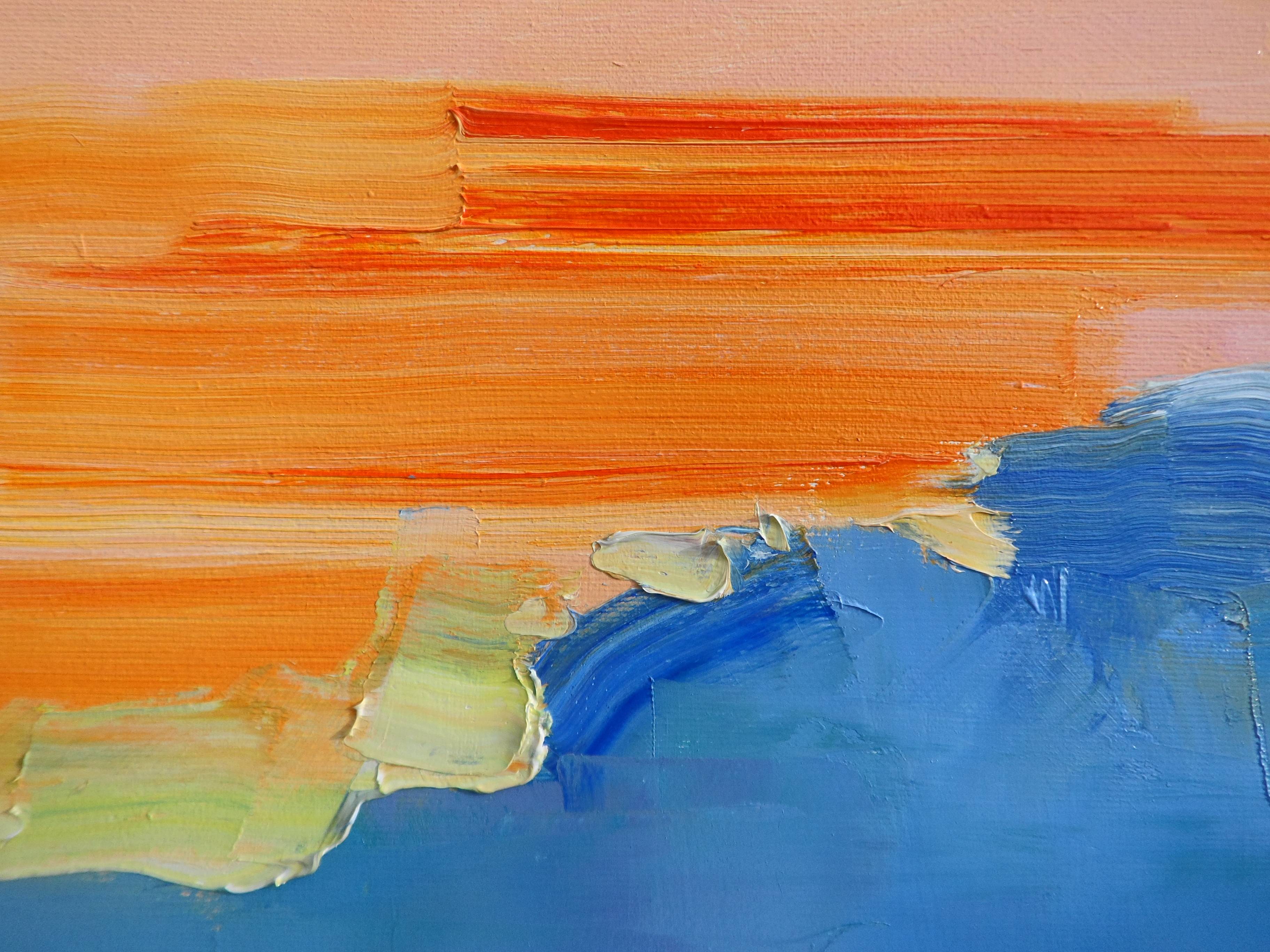 "Sunset of mountains and silence" Expressive and gestural Painting Yehor Dulin - Subjektiv.art