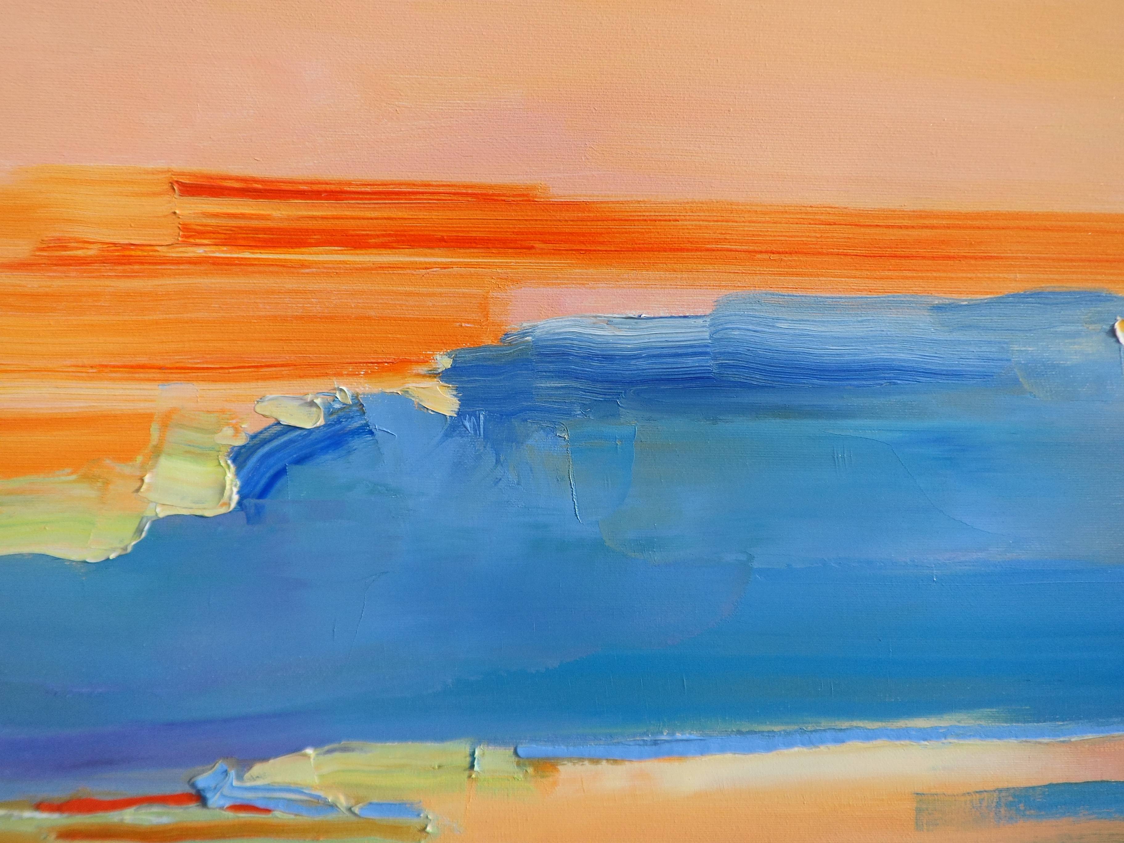 "Sunset of mountains and silence" Expressive and gestural Painting Yehor Dulin - Subjektiv.art