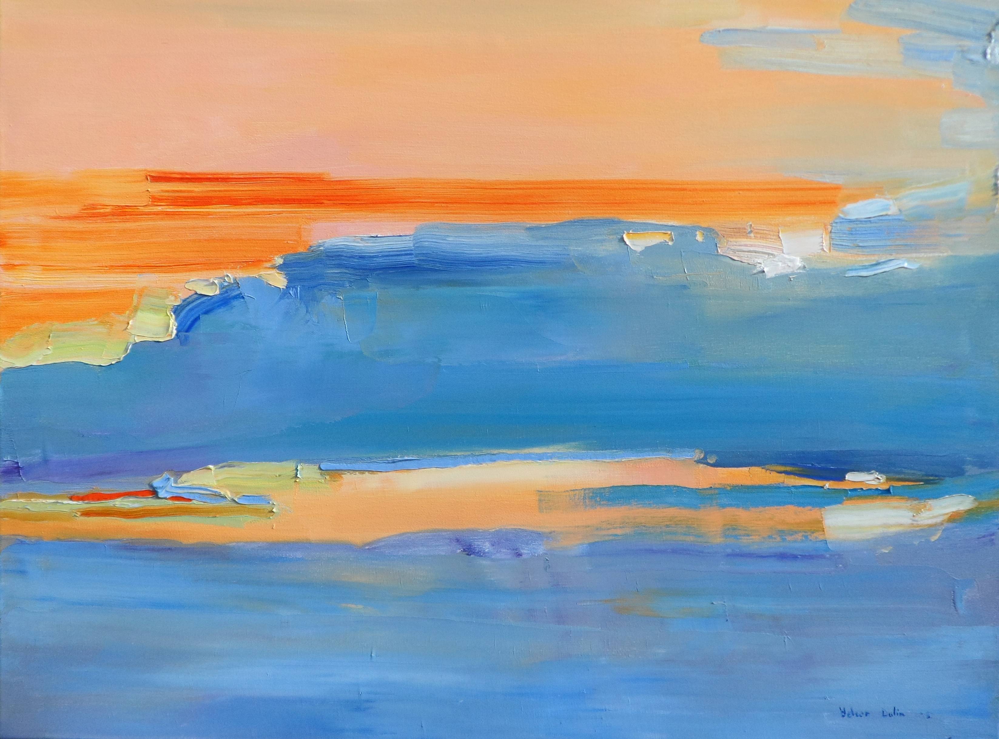 "Sunset of mountains and silence" Expressive and gestural Painting Yehor Dulin - Subjektiv.art