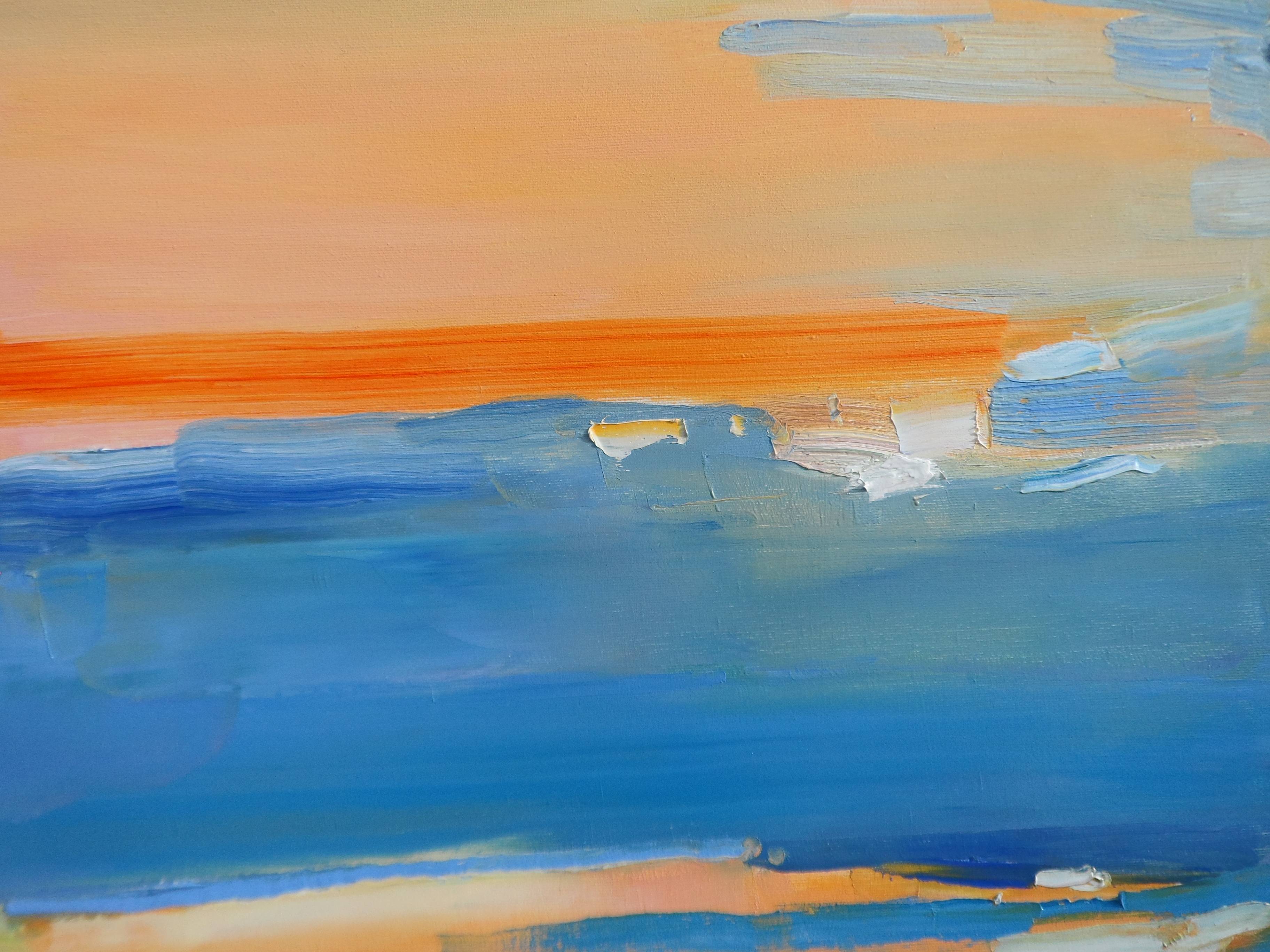 "Sunset of mountains and silence" Expressive and gestural Painting Yehor Dulin - Subjektiv.art