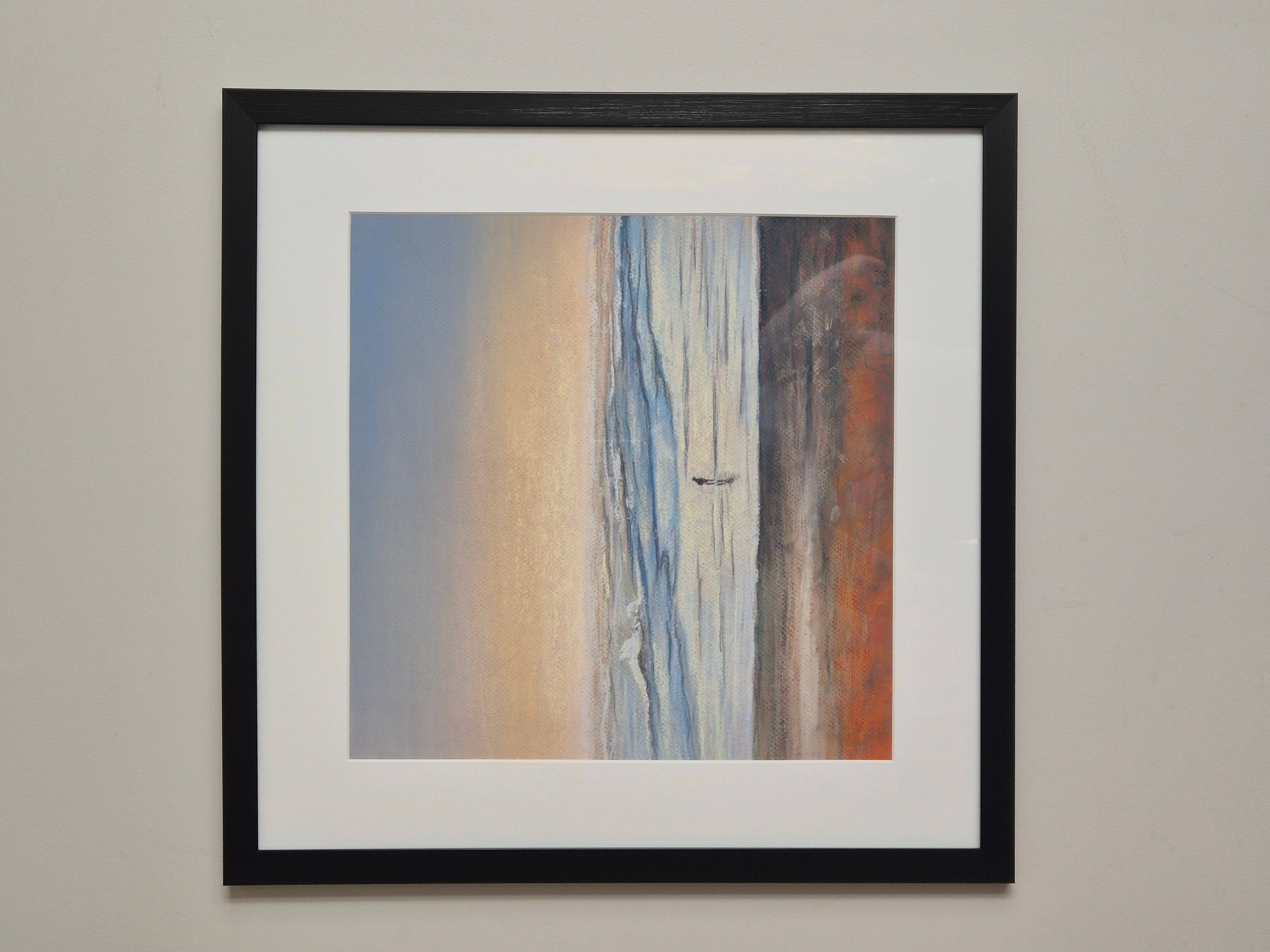 ALONE. Contemporary impressionistic serene seascape. 32x32cm Unspecified Drawing Victoria Stefchyshyna - Subjektiv.art