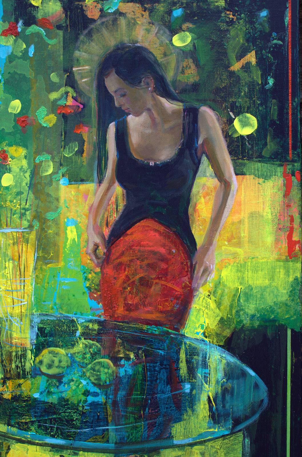 Non ! Tu ne montes pas sur la table le bouquet est trop fragile. Fine Art Painting francois page - Subjektiv.art