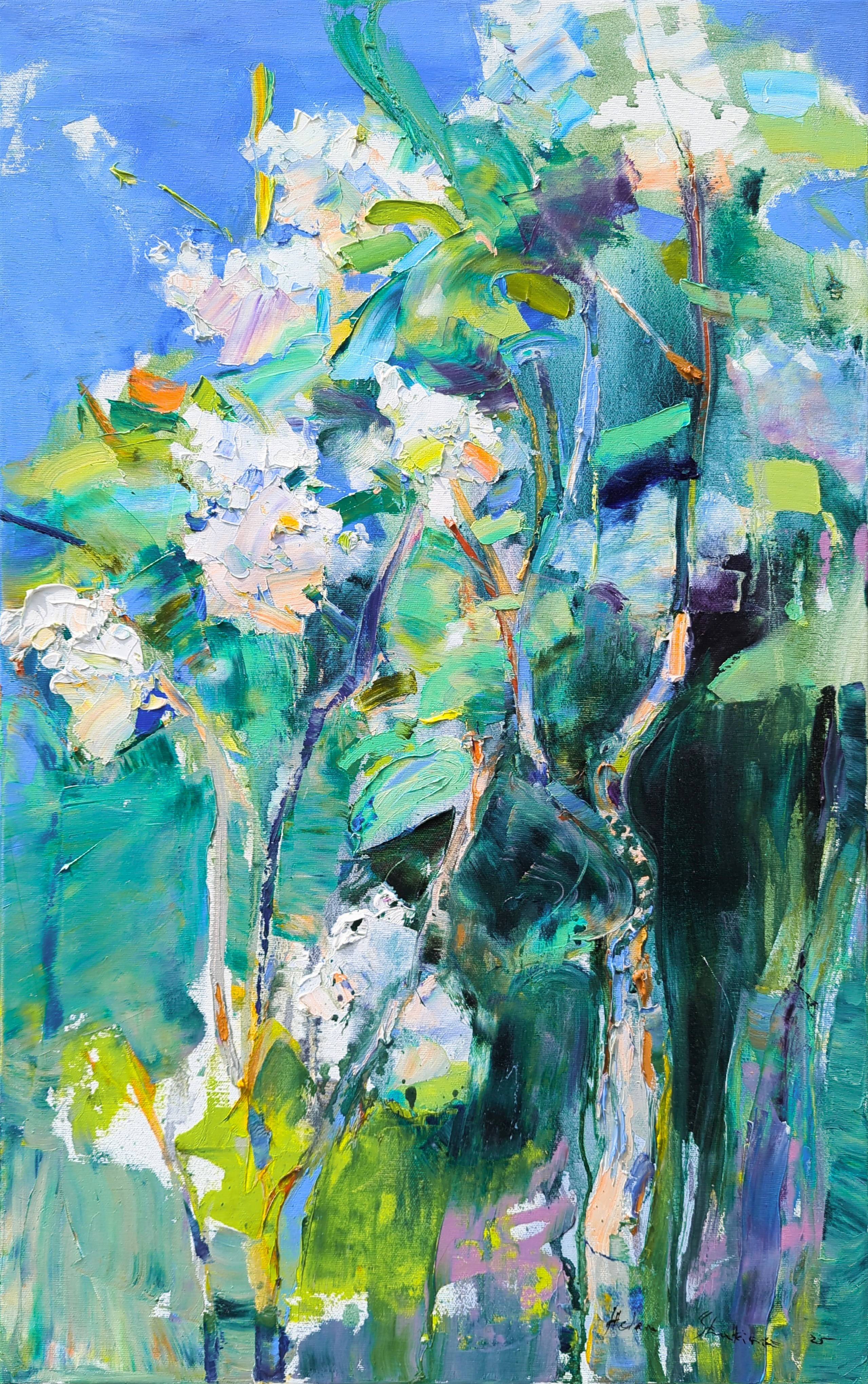 "The tenderness of lilac".  Expressive and gestural Painting Helen Shukina - Subjektiv.art