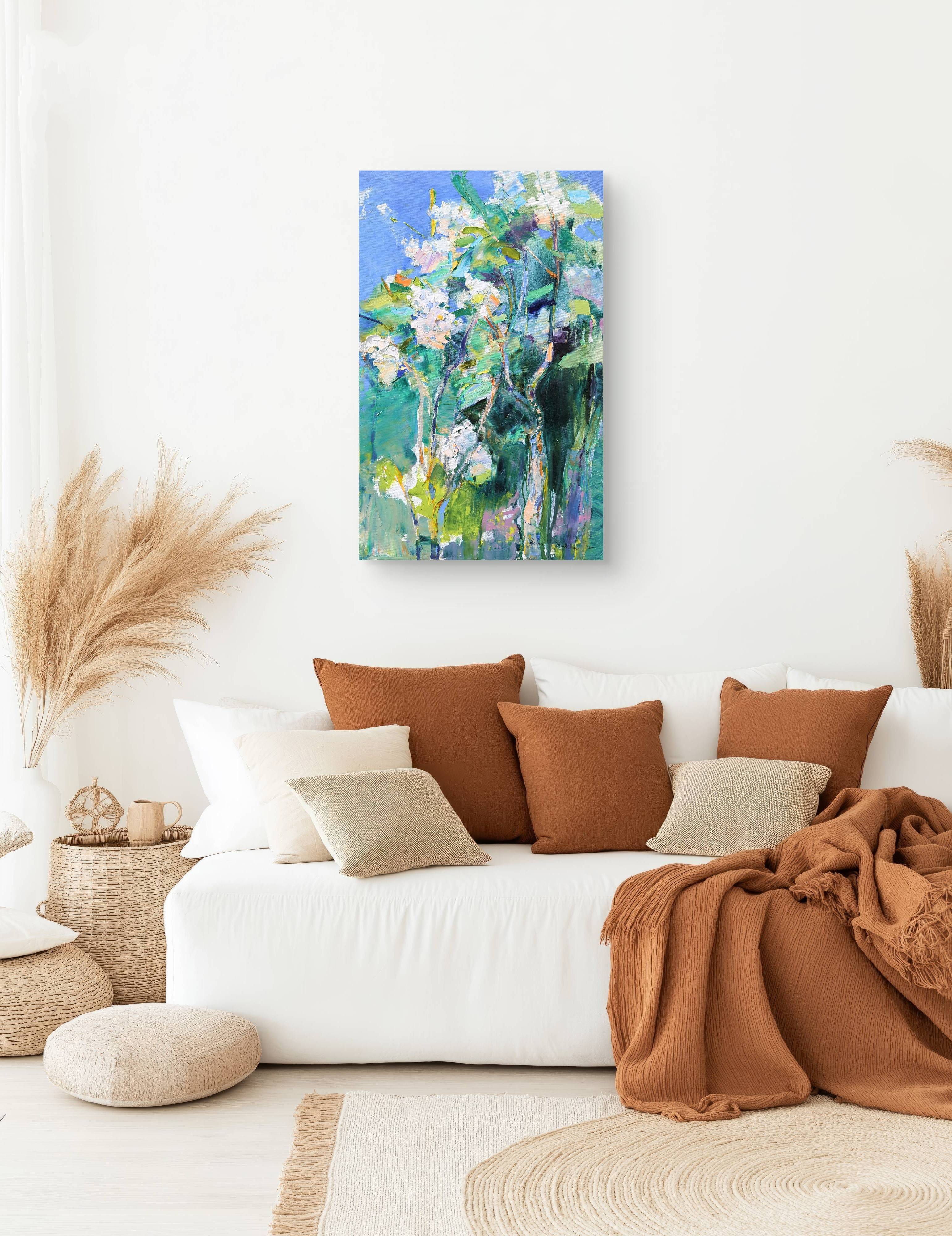 "The tenderness of lilac".  Expressive and gestural Painting Helen Shukina - Subjektiv.art