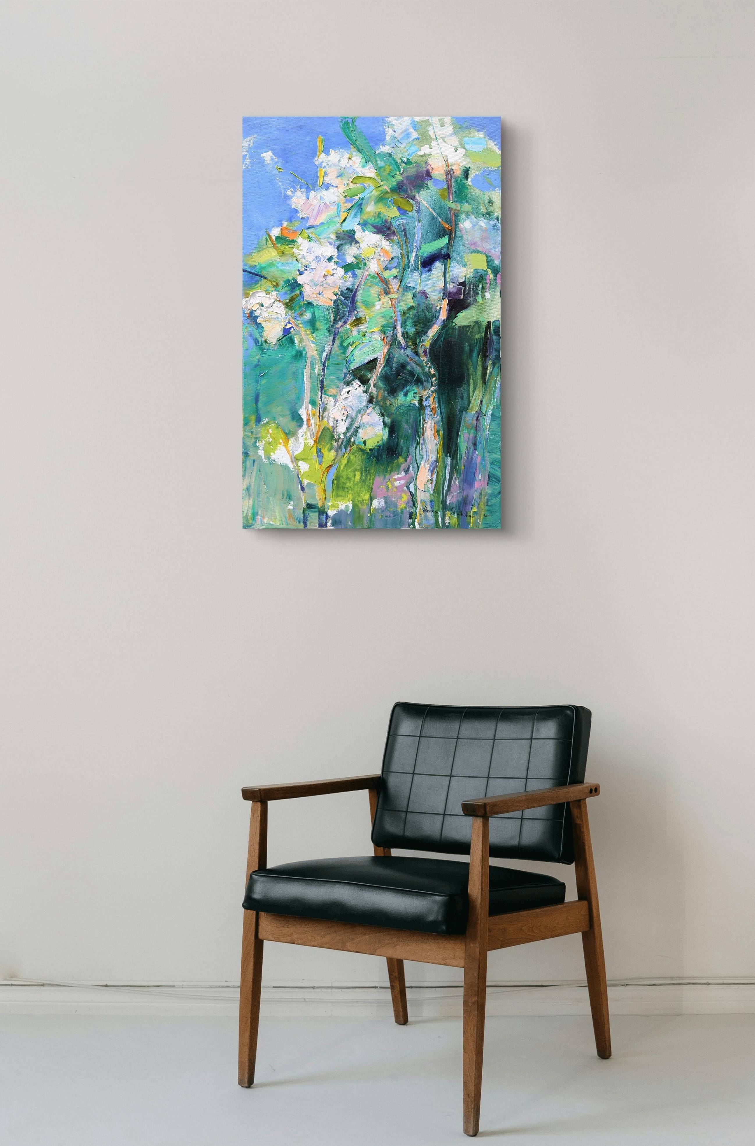 "The tenderness of lilac".  Expressive and gestural Painting Helen Shukina - Subjektiv.art