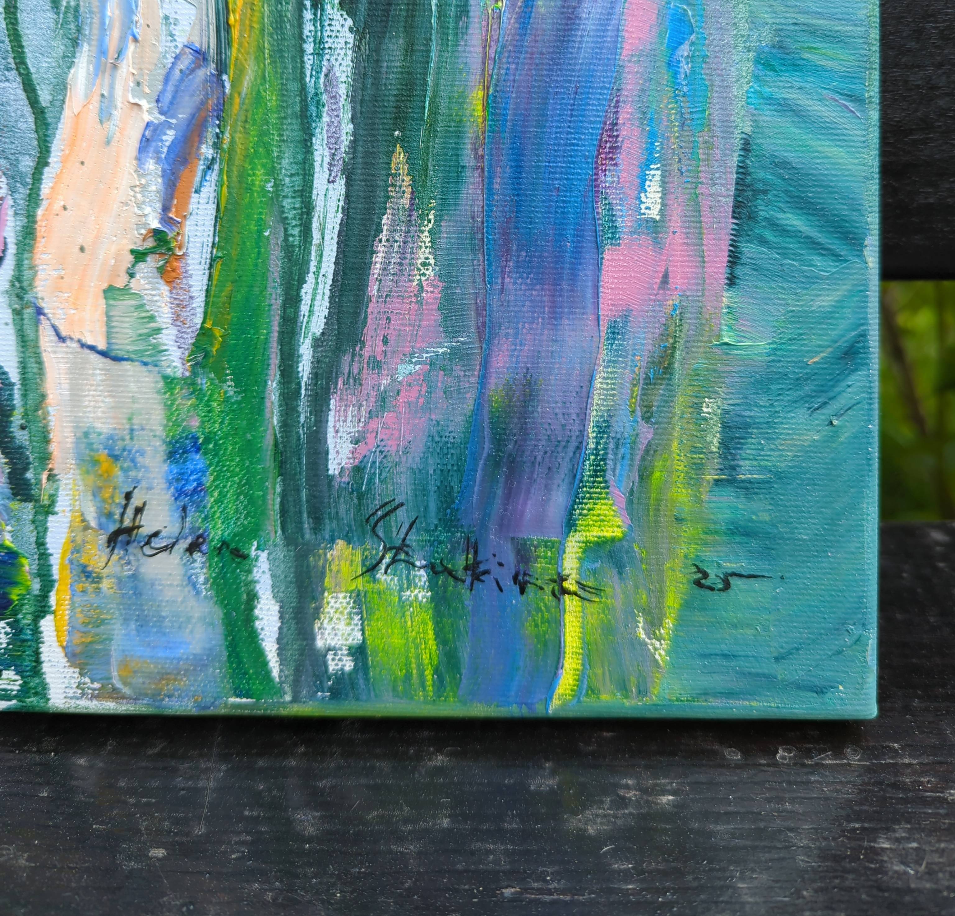 "The tenderness of lilac".  Expressive and gestural Painting Helen Shukina - Subjektiv.art