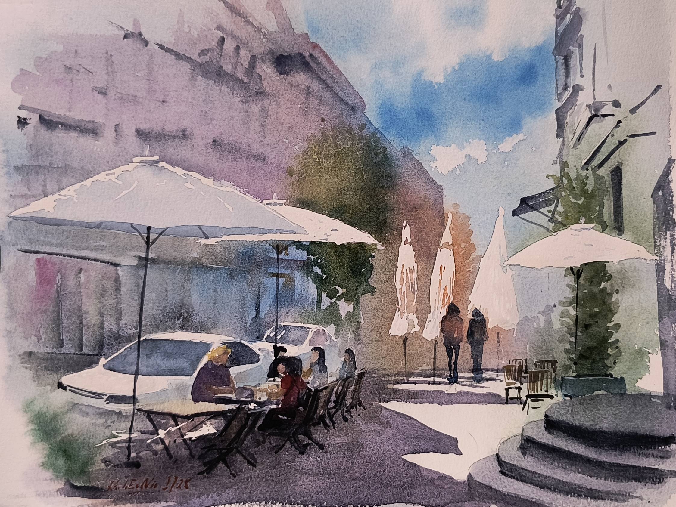 On Yaroslaviv val st, Kyiv Impressionistic Painting Eugene Kachan - Subjektiv.art