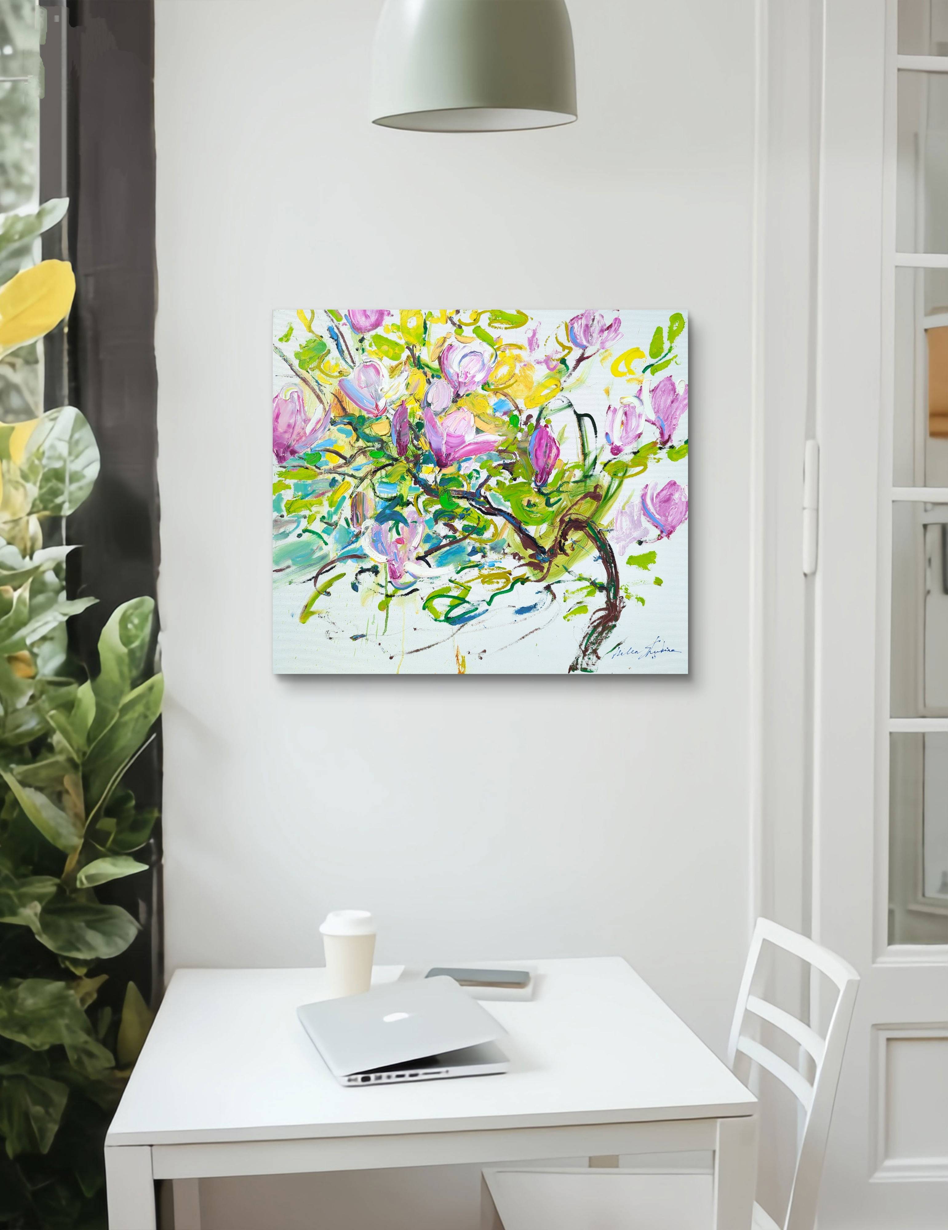 "Magnolia on white" Impressionistic Painting Helen Shukina - Subjektiv.art